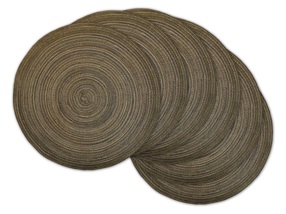 Set of 6 Variegated Lurex Round Woven Placemat Brown - Design Imports