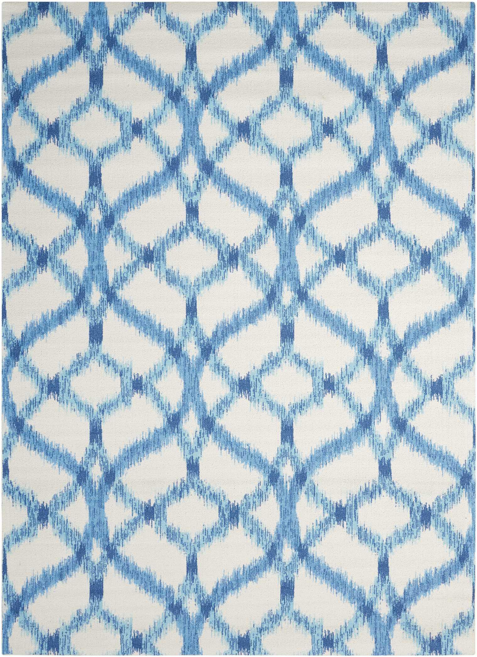 Waverly Sun & Shade "Izmir Ikat" Aegean Indoor/Outdoor Area Rug by Nourison SND05 5'3" x 5'3"