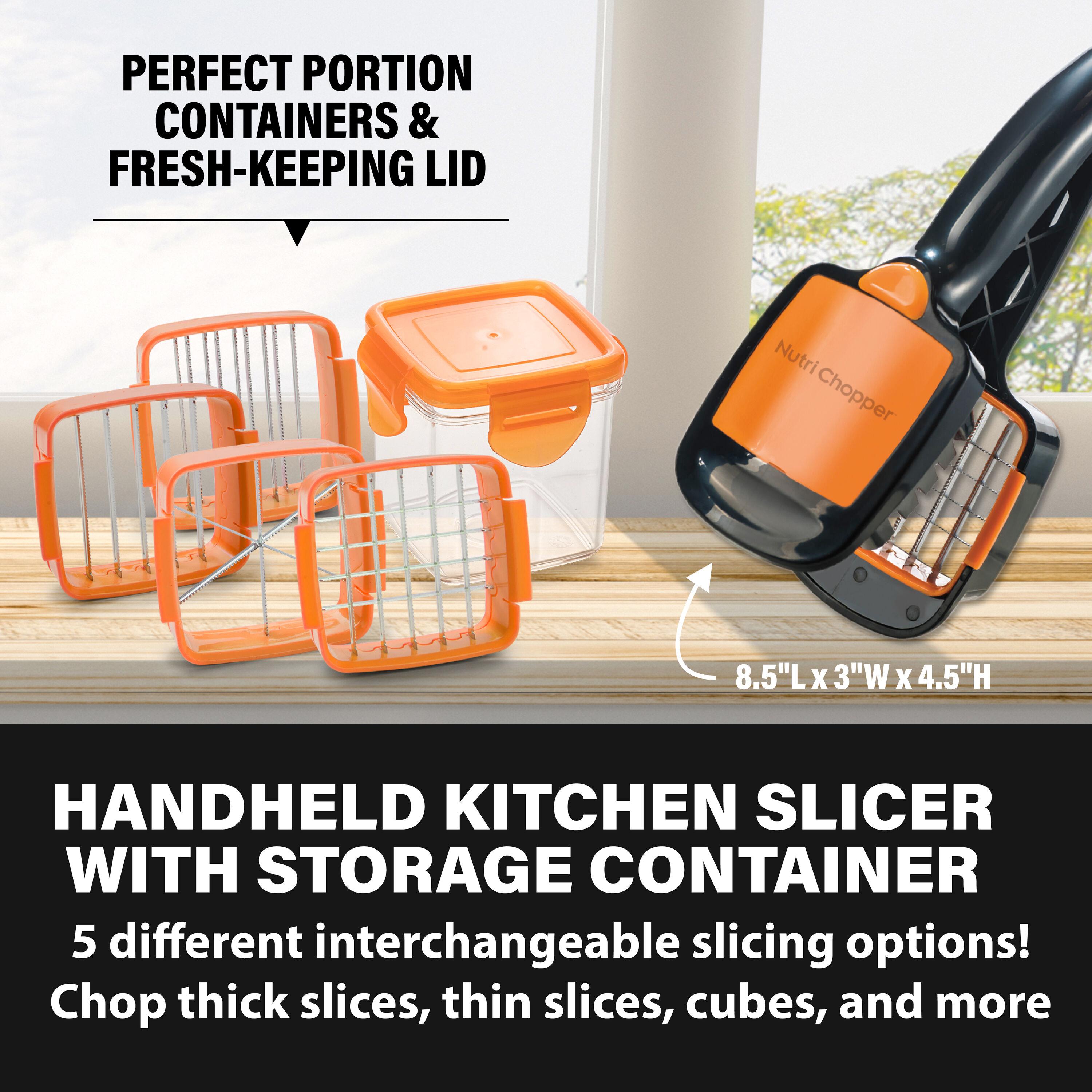 NutriChopper Black Handheld Vegetable and Fruit Chopper with 4 Stainless Steel Blades & Catch Container