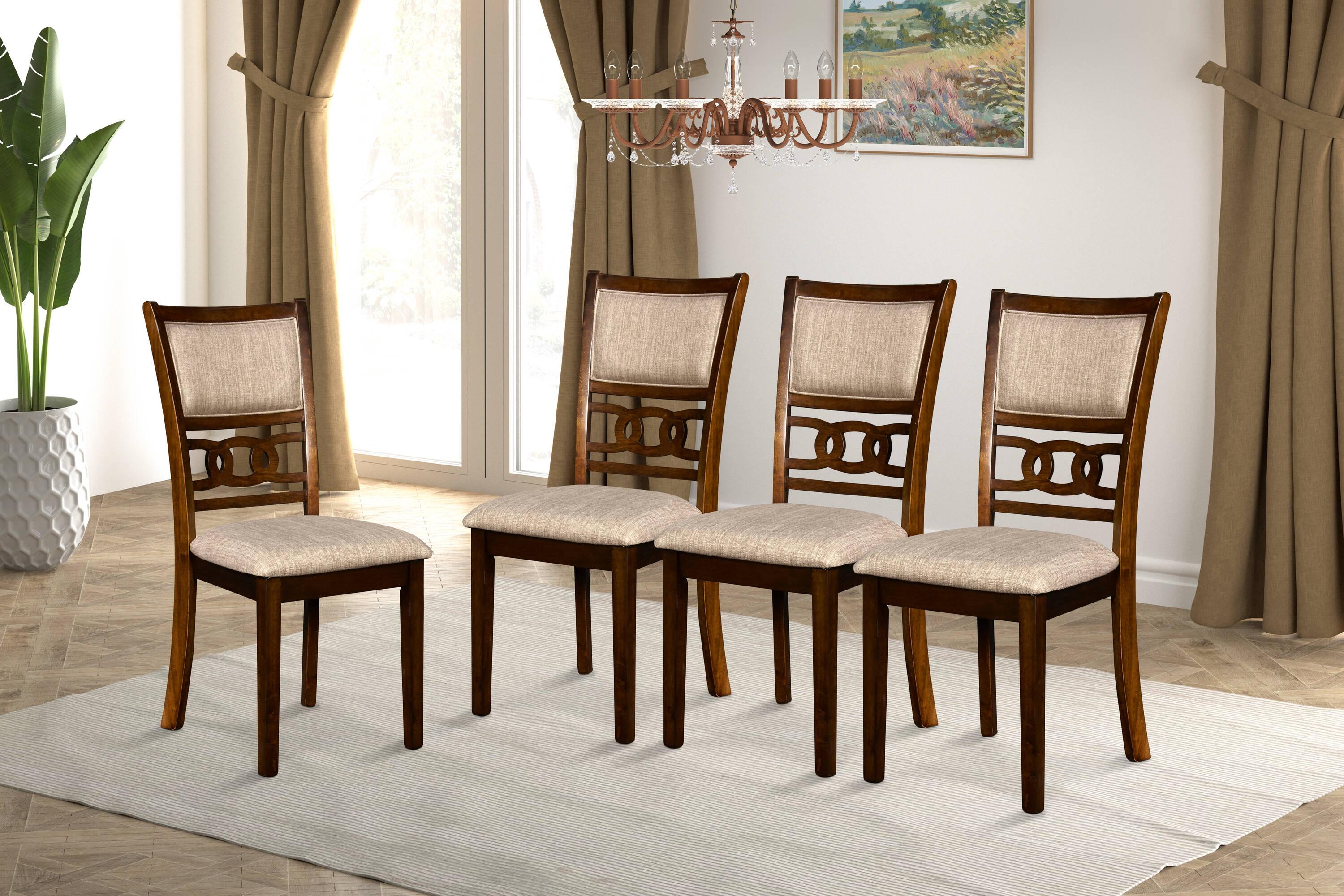 New Classic Furniture, Gia Cherry Wood Dining Chair with Fabric Seat (Set of 4)