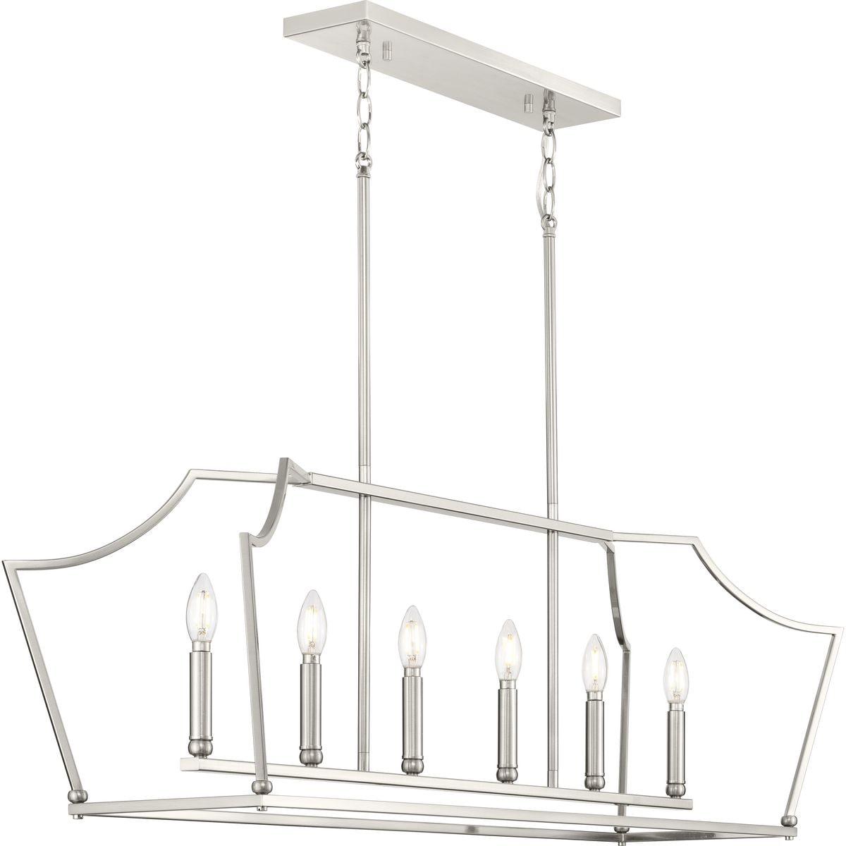 Progress Lighting Parkhurst 6-Light Linear Chandelier, Brushed Nickel, No Shade