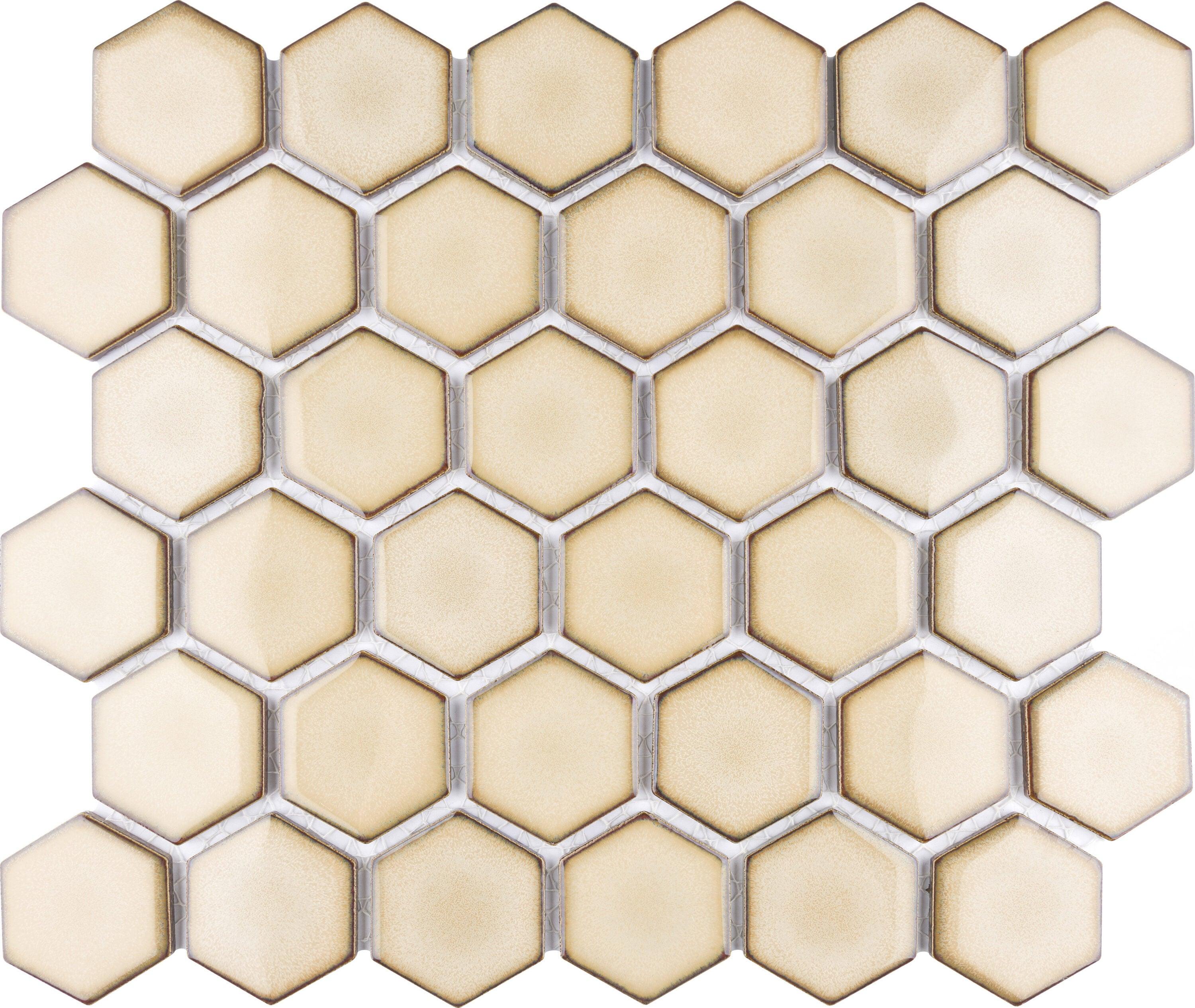 Hudson Due 2" Hex 10-7/8 " x 12-5/8 " Porcelain Mosaic Floor and Wall Tile