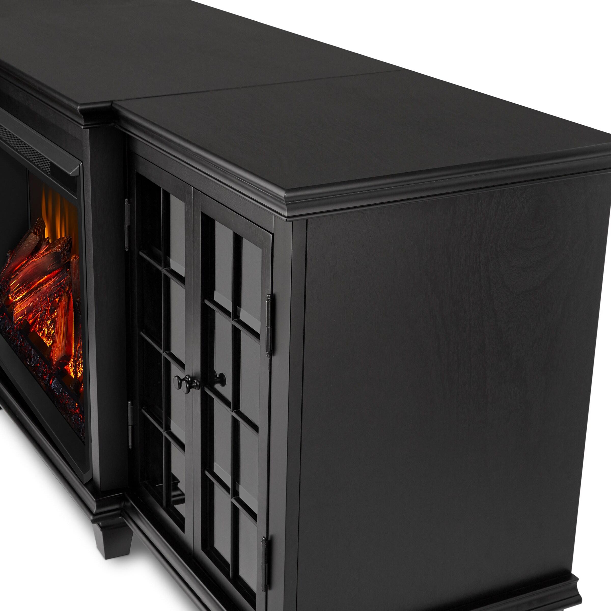 Marlowe 70" Electric Fireplace TV Stand in Black by Real Flame