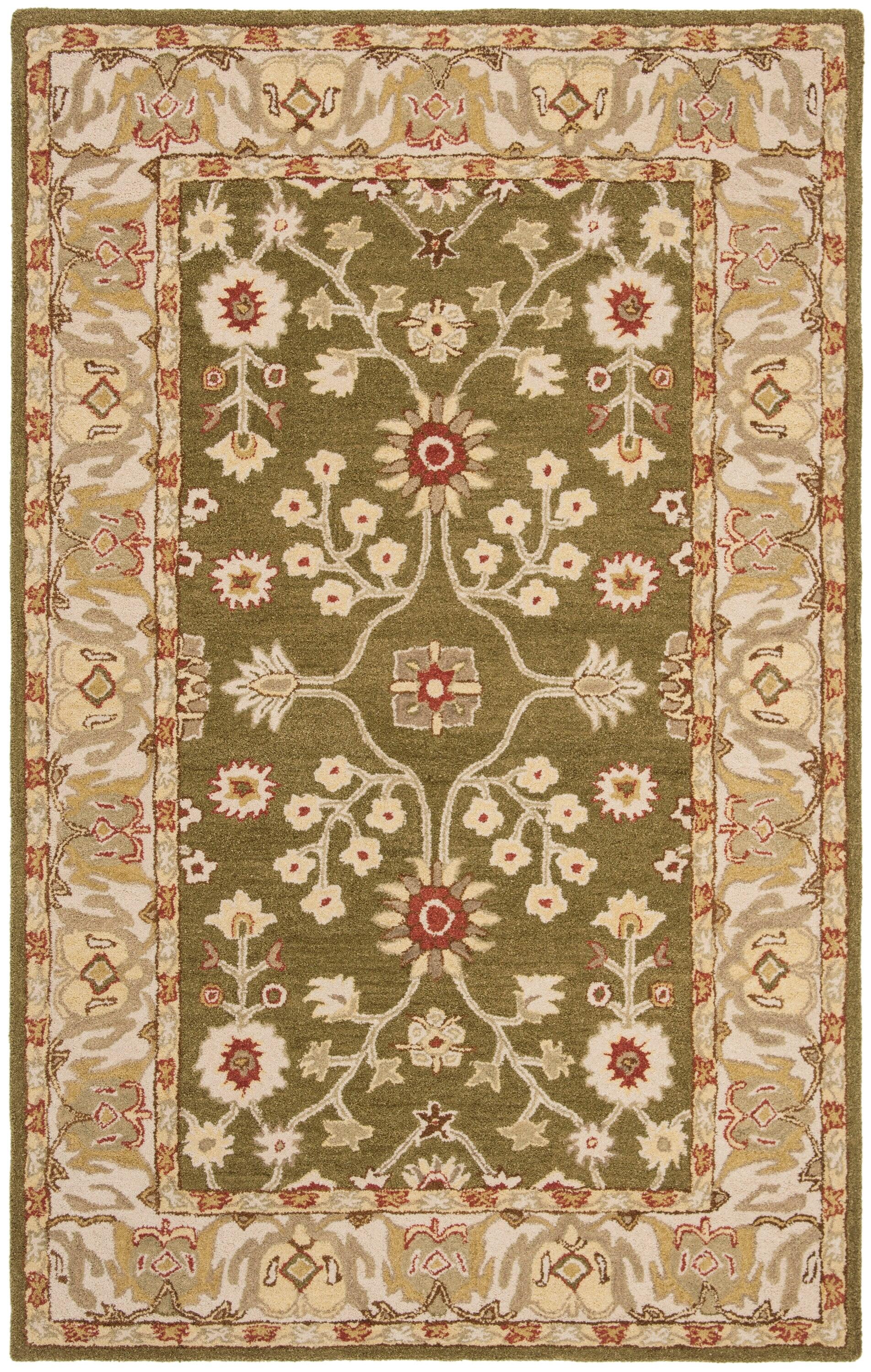 Anatolia AN562 Hand Tufted Indoor Area Rug - Moss/Ivory - 4'x6' - Safavieh
