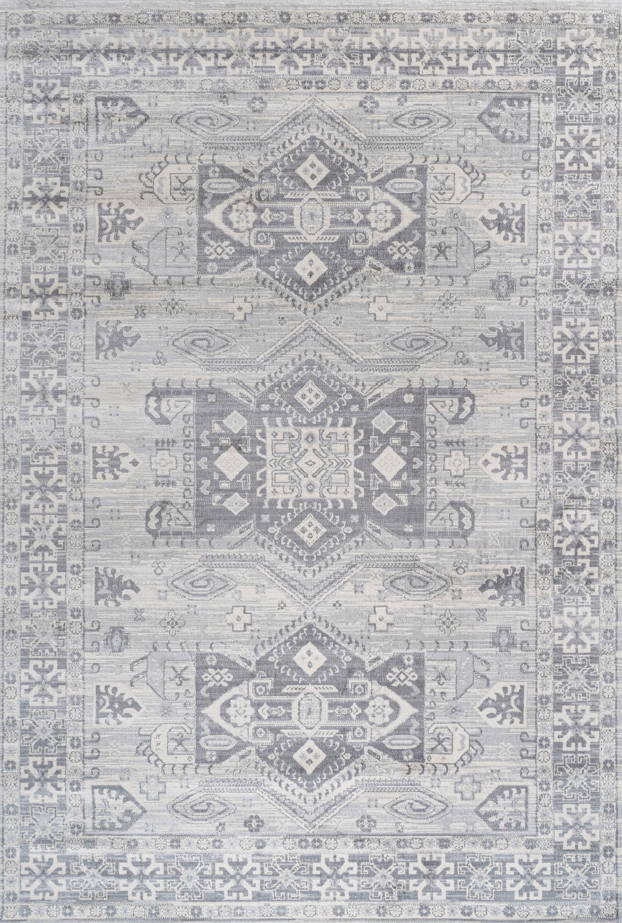 4'x6' Modern Persian Vintage Medallion Area Rug, Light Gray - JONATHAN Y