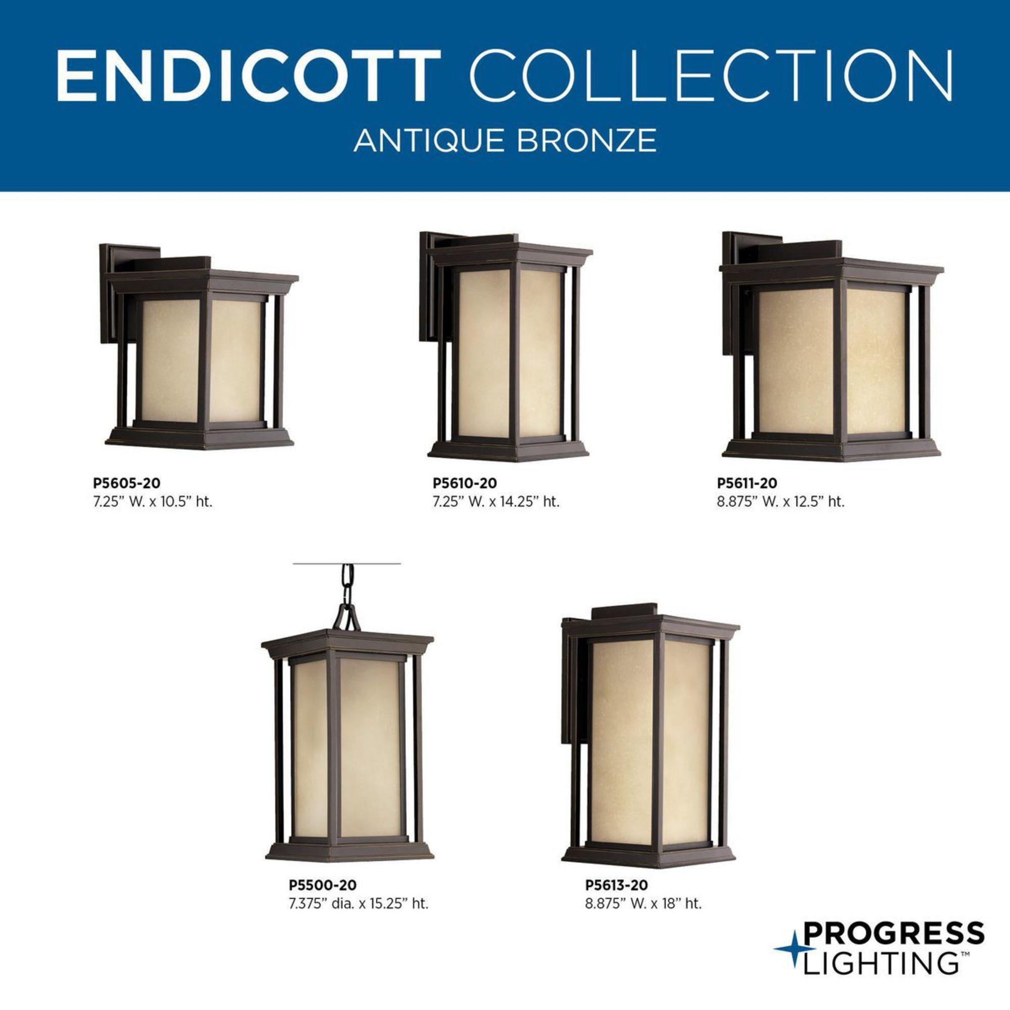 Progress Lighting Endicott 1-Light Outdoor Wall Lantern, Textured Black, Linen Glass Shade