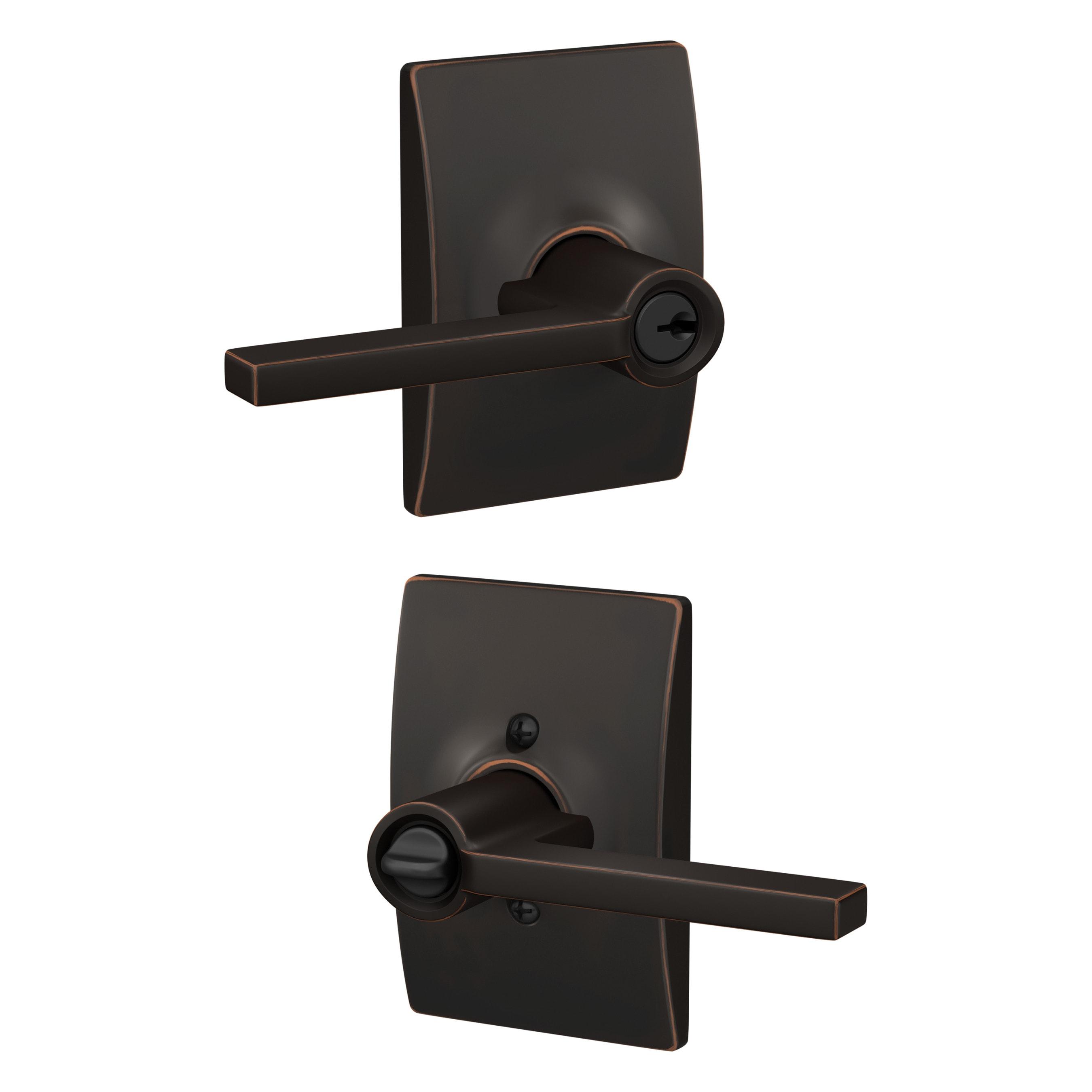 Latitude Aged Bronze Keyed Entry Door Handle with Century Trim