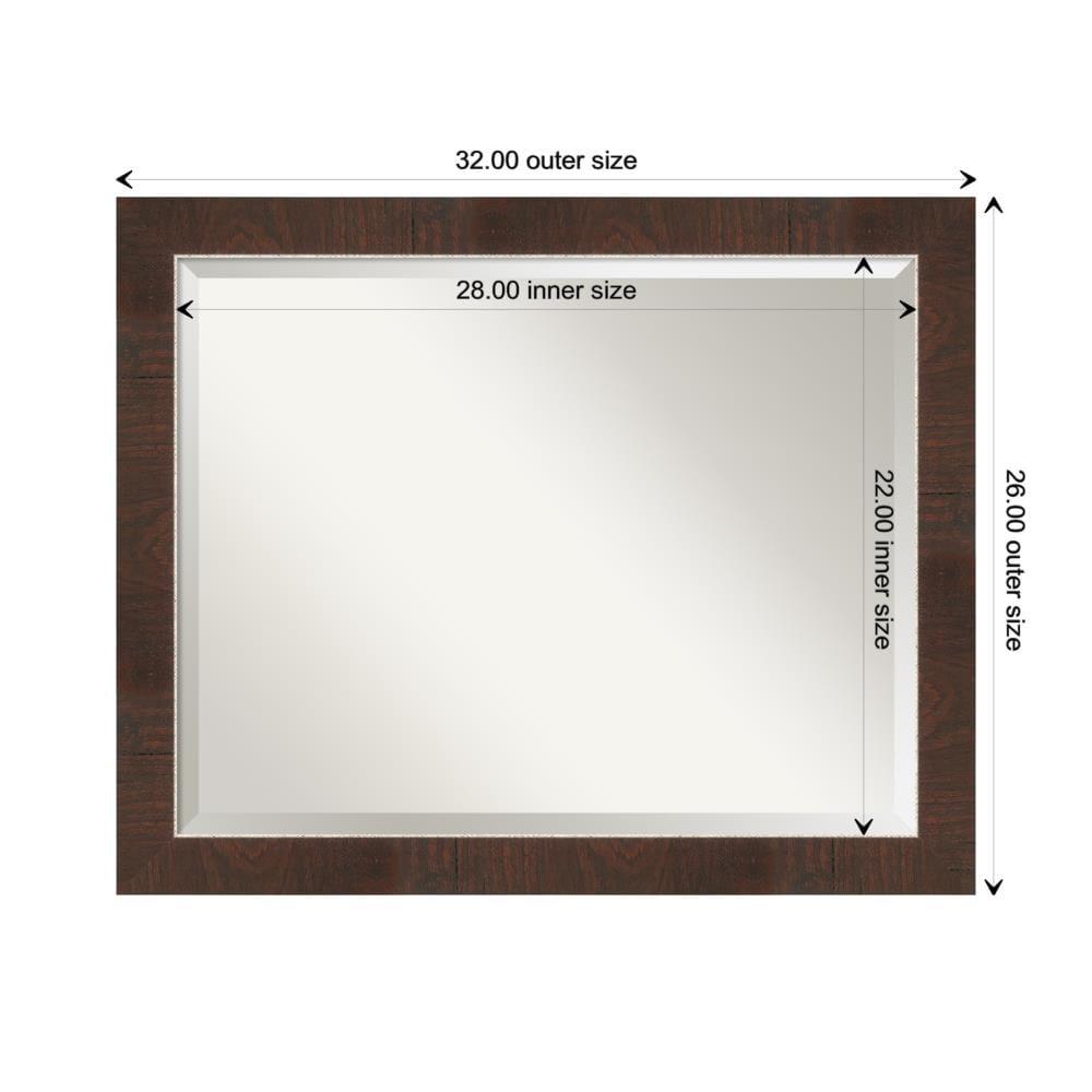 Amanti Art 32" x 26" Wildwood Framed Bathroom Vanity Wall Mirror Brown: Modern Rectangle, Beveled, Wall Mount, Polystyrene Frame