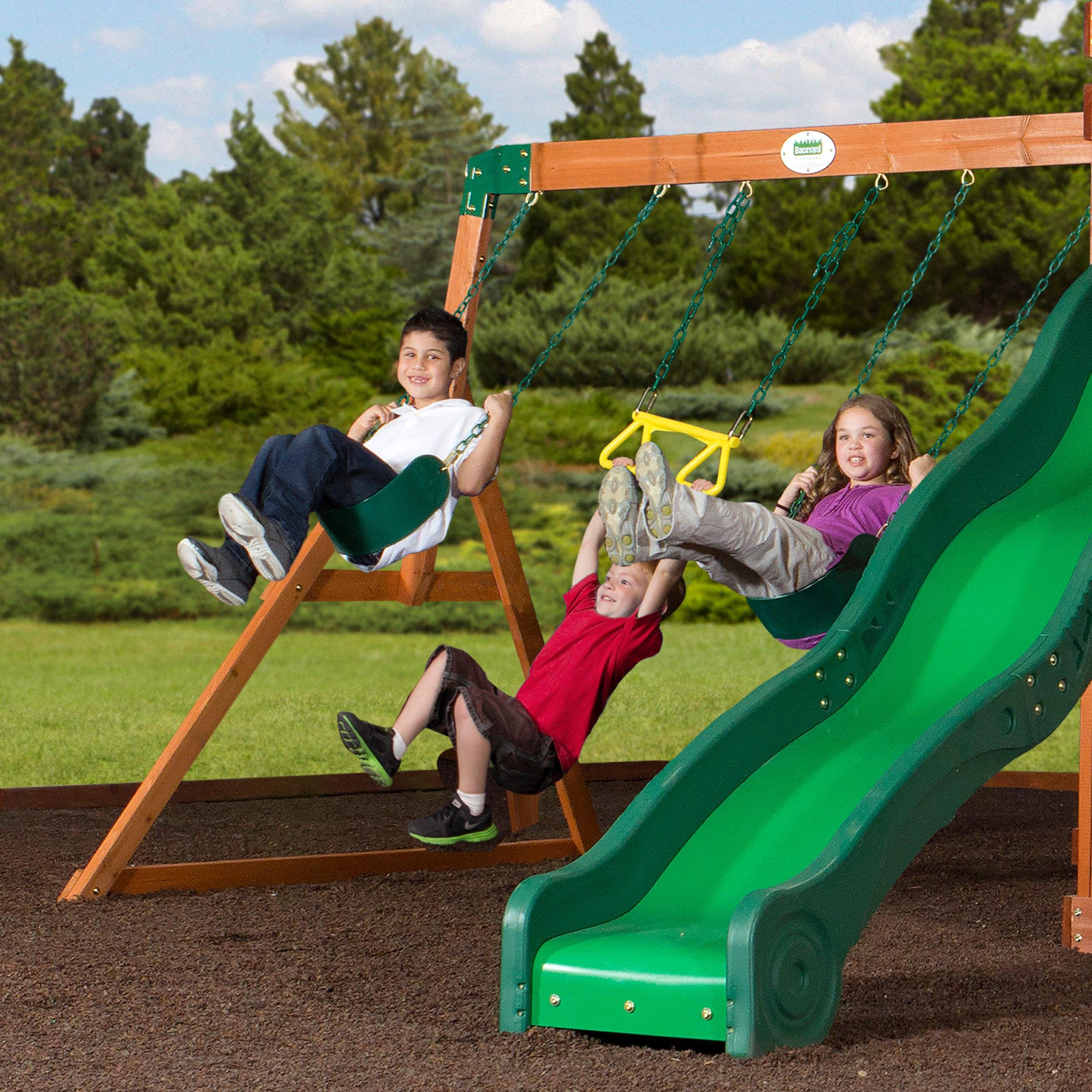 Backyard Discovery Shenandoah Cedar Wood Swing Set, Slide, Clubhouse, Playhouse, Kitchen