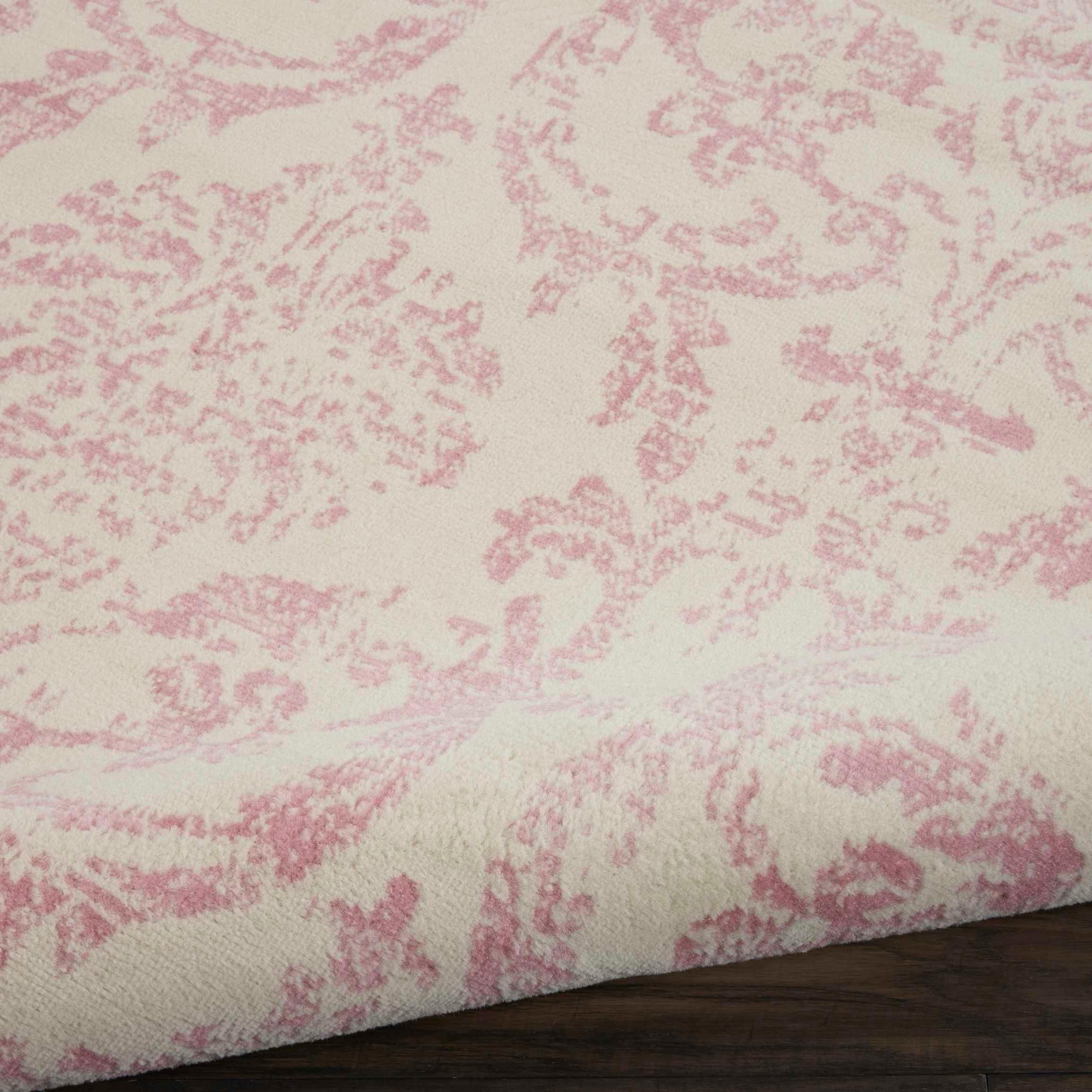 Jubilant JUB09 Area Rug Farmhouse Vintage Damask By Nourison Ivory/Pink 7' x 10'