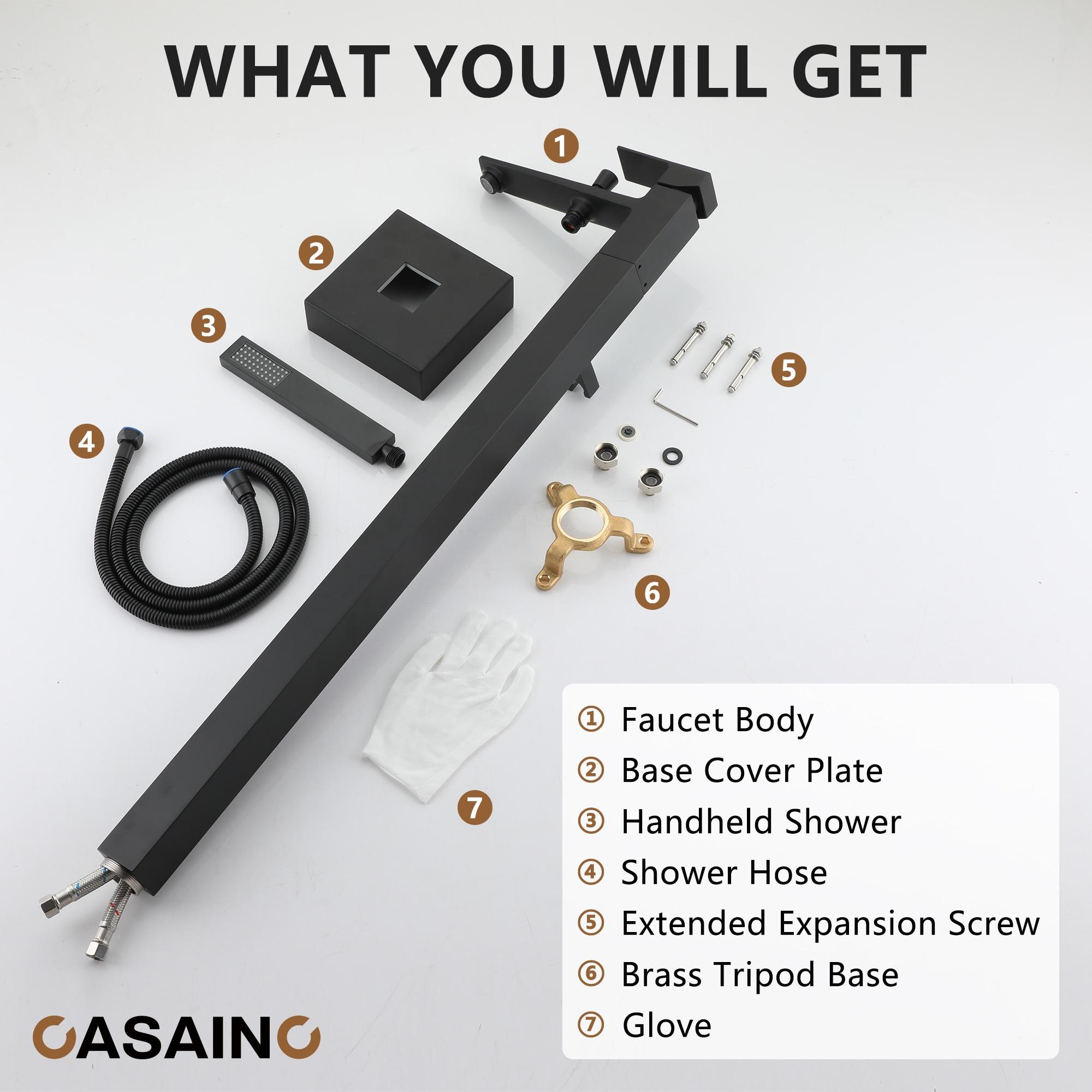 1-Handle Floor Mount Freestanding Tub Faucet with Handheld Shower in Matte Black