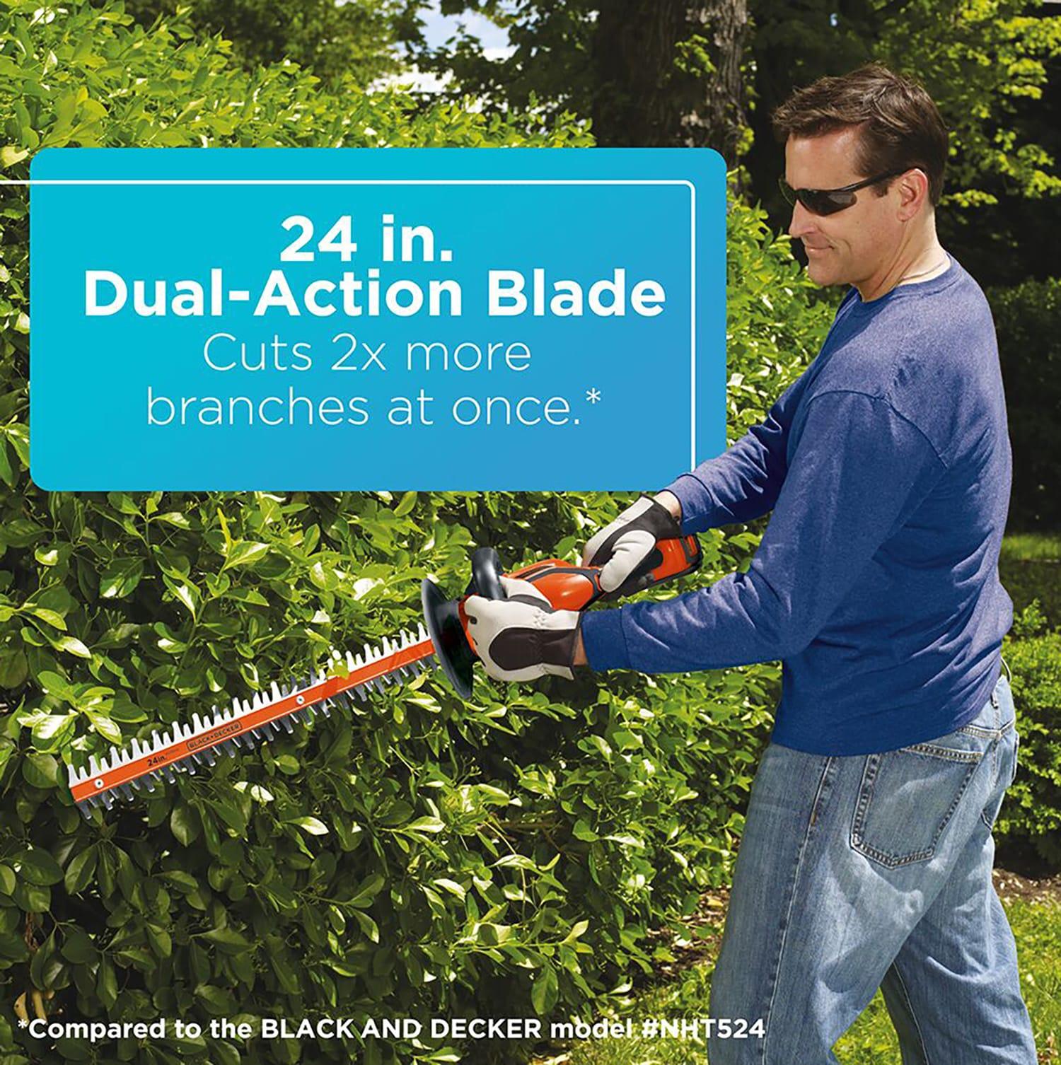 Black + Decker LHT2436 40V MAX Lithium-Ion Dual Action 24 in. Cordless Hedge Trimmer Kit