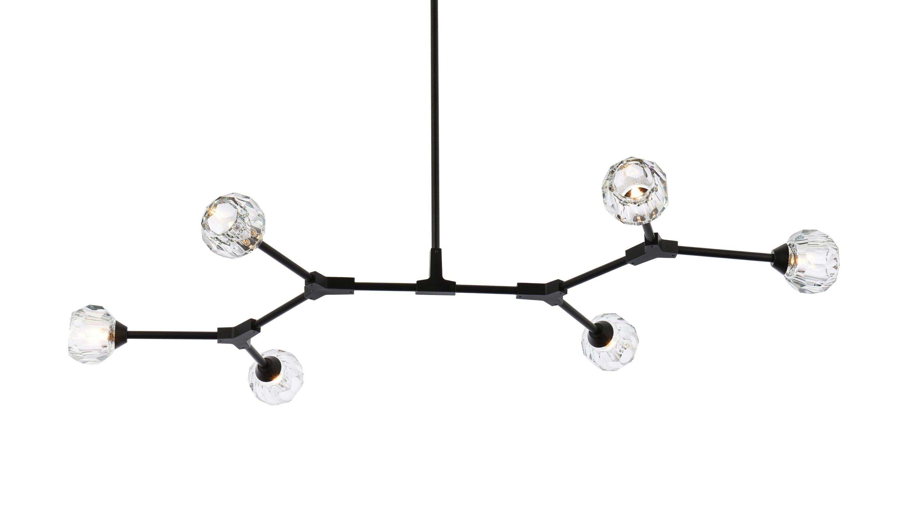 Elegant Lighting Zayne 6 Light Pendant in Black