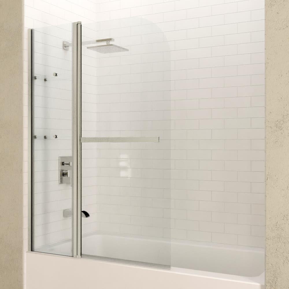 Galleon 58" H Hinged Frameless Tub Door with Tsunami Guard Technology