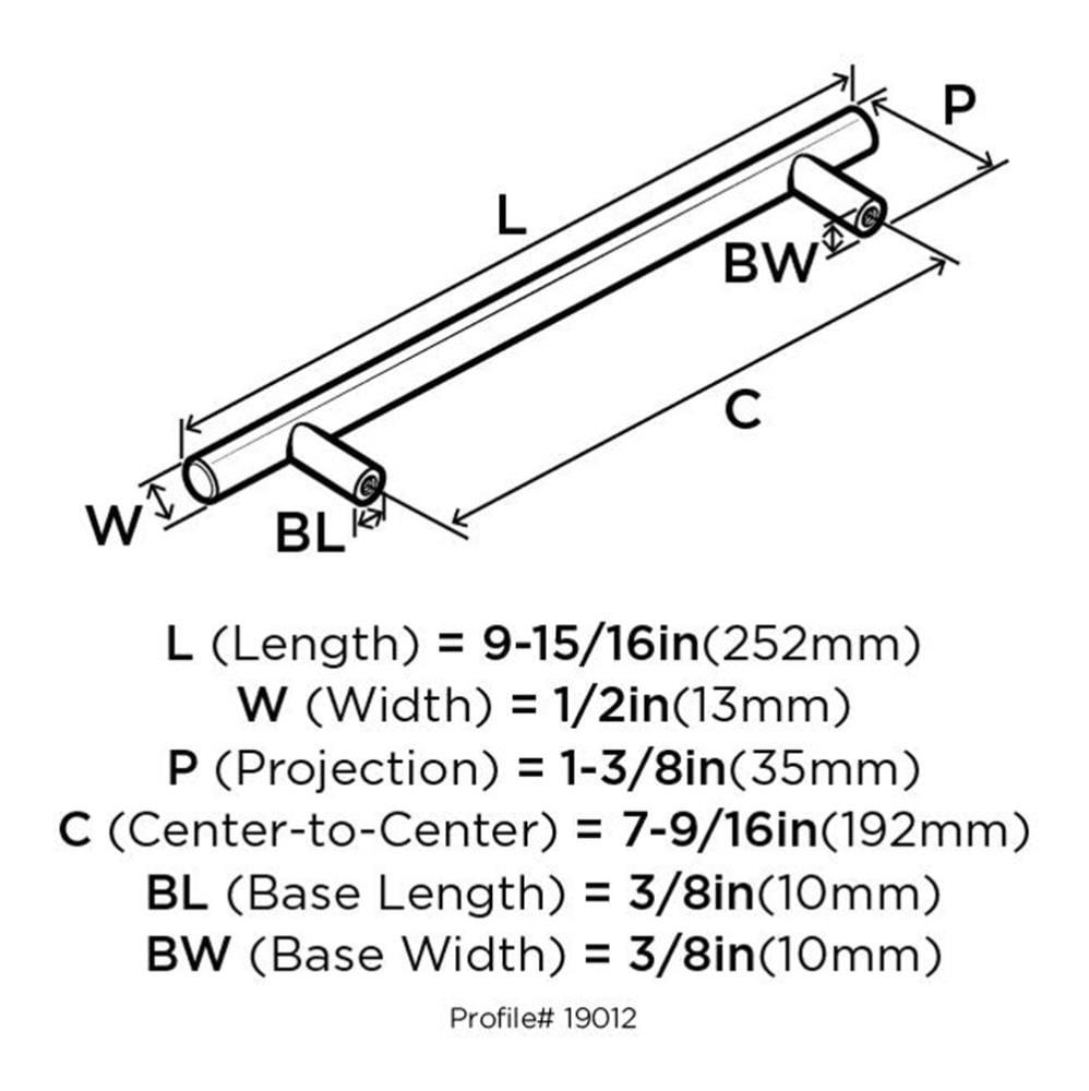 Amerock Bar Pulls 7-9/16 inch (192mm) Center-to-Center Stainless Steel Cabinet Pull