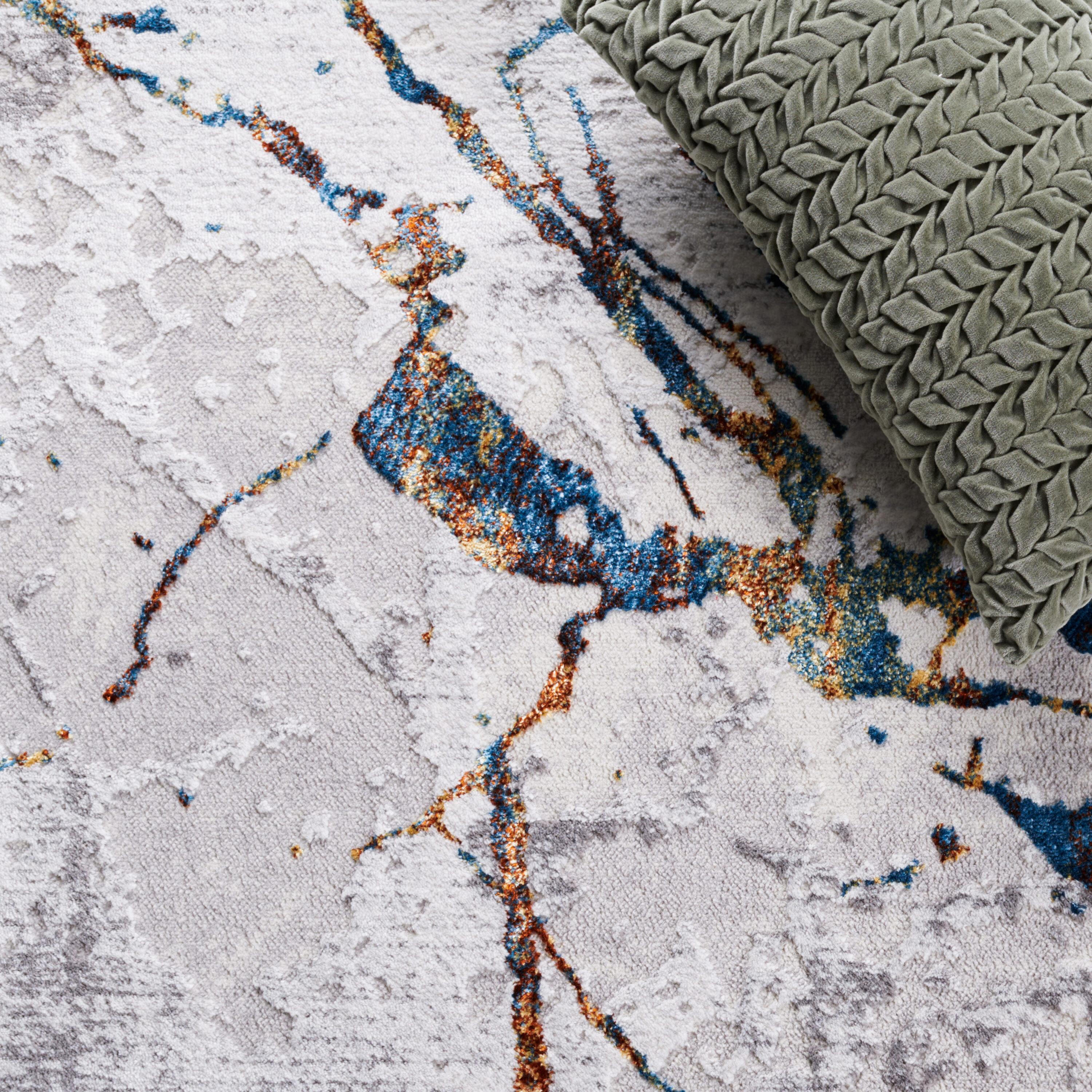 Amelia ALA293 Power Loomed Indoor Area Rug - Grey/Blue Gold - 4'5"x6'5" - Safavieh