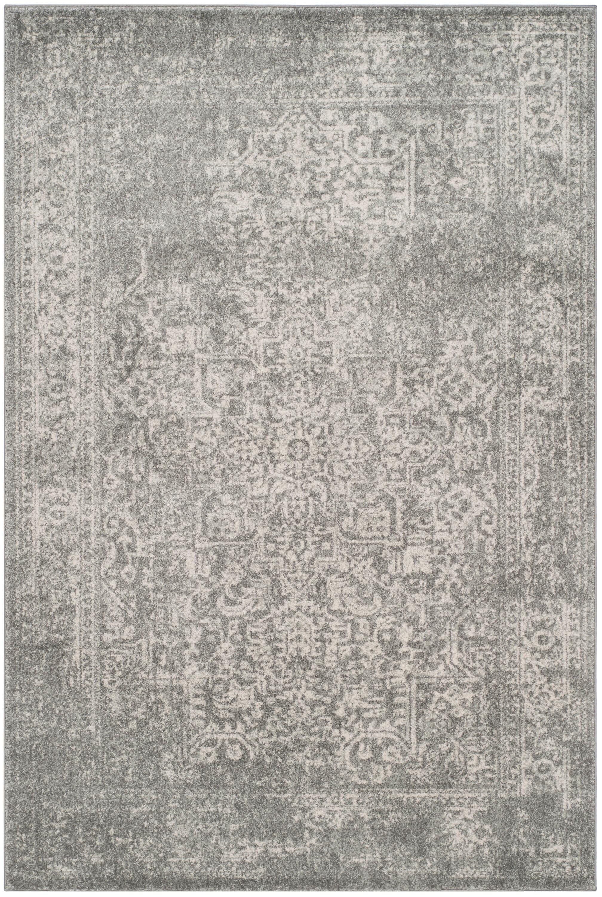 SAFAVIEH Evoke Trena Traditional Distressed Area Rug, Silver/Ivory, 4' x 6'