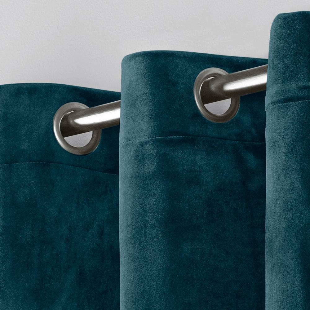 Set of 2 84"x54" Velvet Heavyweight Grommet Top Window Curtain Panel Teal - Exclusive Home