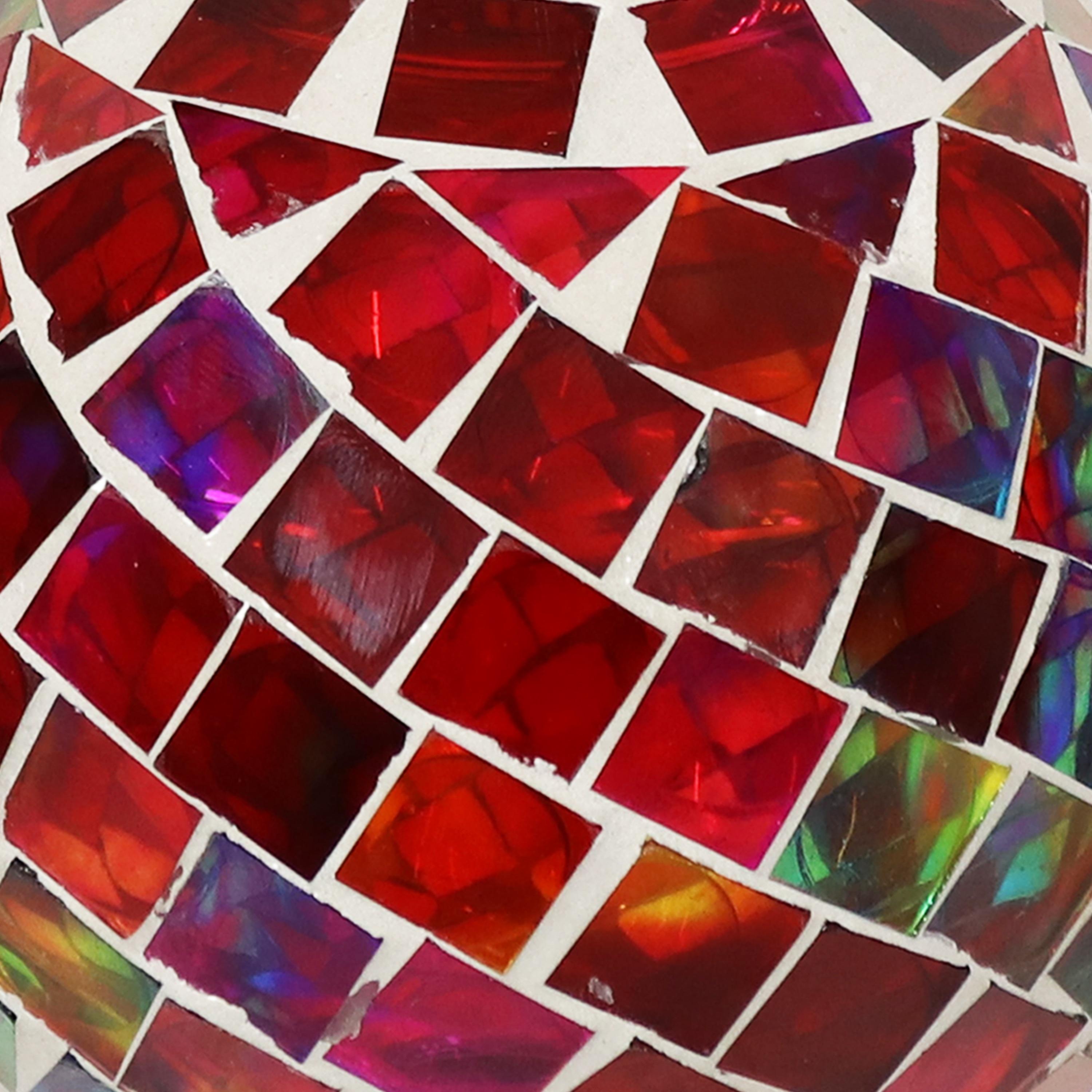 Sunnydaze Outdoor Mosaic Glass Watering Globe with Clay Spike for Planters - 9.5" - Magenta Medley