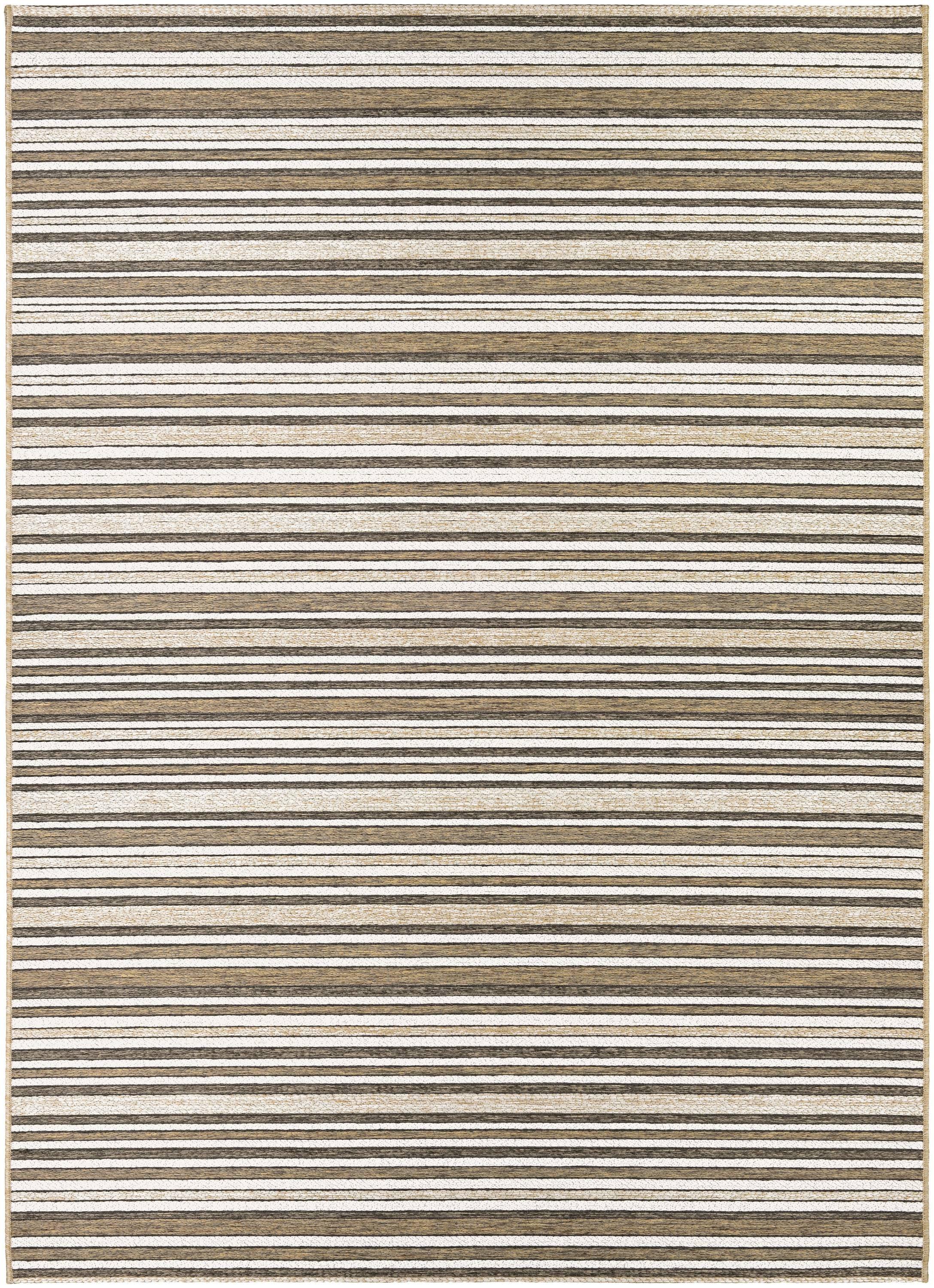 Couristan Cape 3 x 5 (ft) Loomed Polypropylene Light Brown-Ivory Rectangular Indoor/Outdoor Stripe Area rug