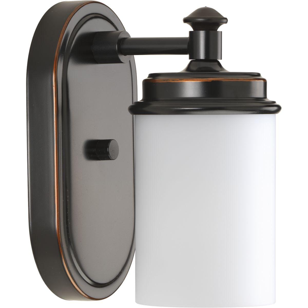 Progress Lighting Glide Collection 1-Light Wall Sconce, Rubbed Bronze, Etched Opal Glass