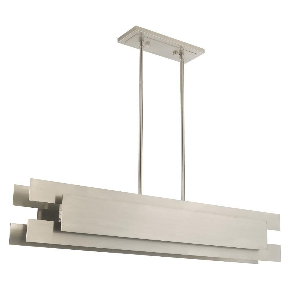 Modern Brushed Nickel 5-Light Linear Chandelier