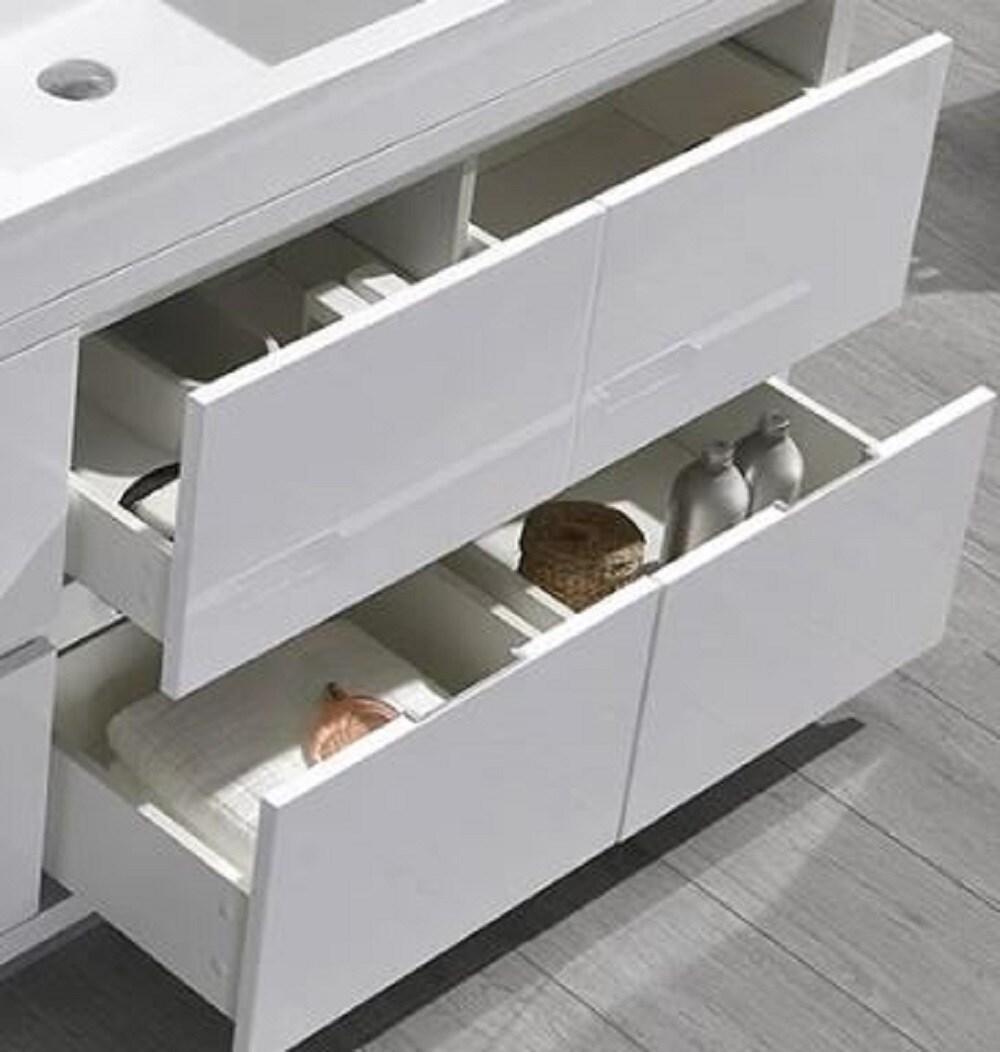 Valencia 60" Freestanding Single Modern Bathroom Vanity with Ingegrated Sink - Faucet Not Included
