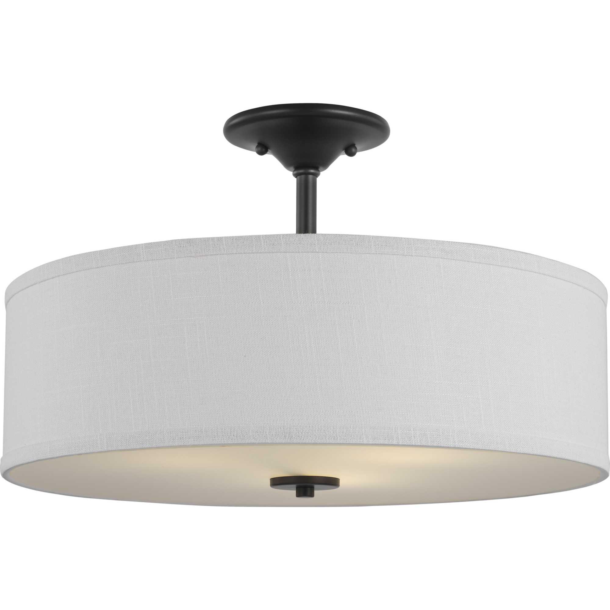 Progress Lighting, Inspire Collection, 3-Light Semi-Flush Mount, Graphite, Summer Linen Shade