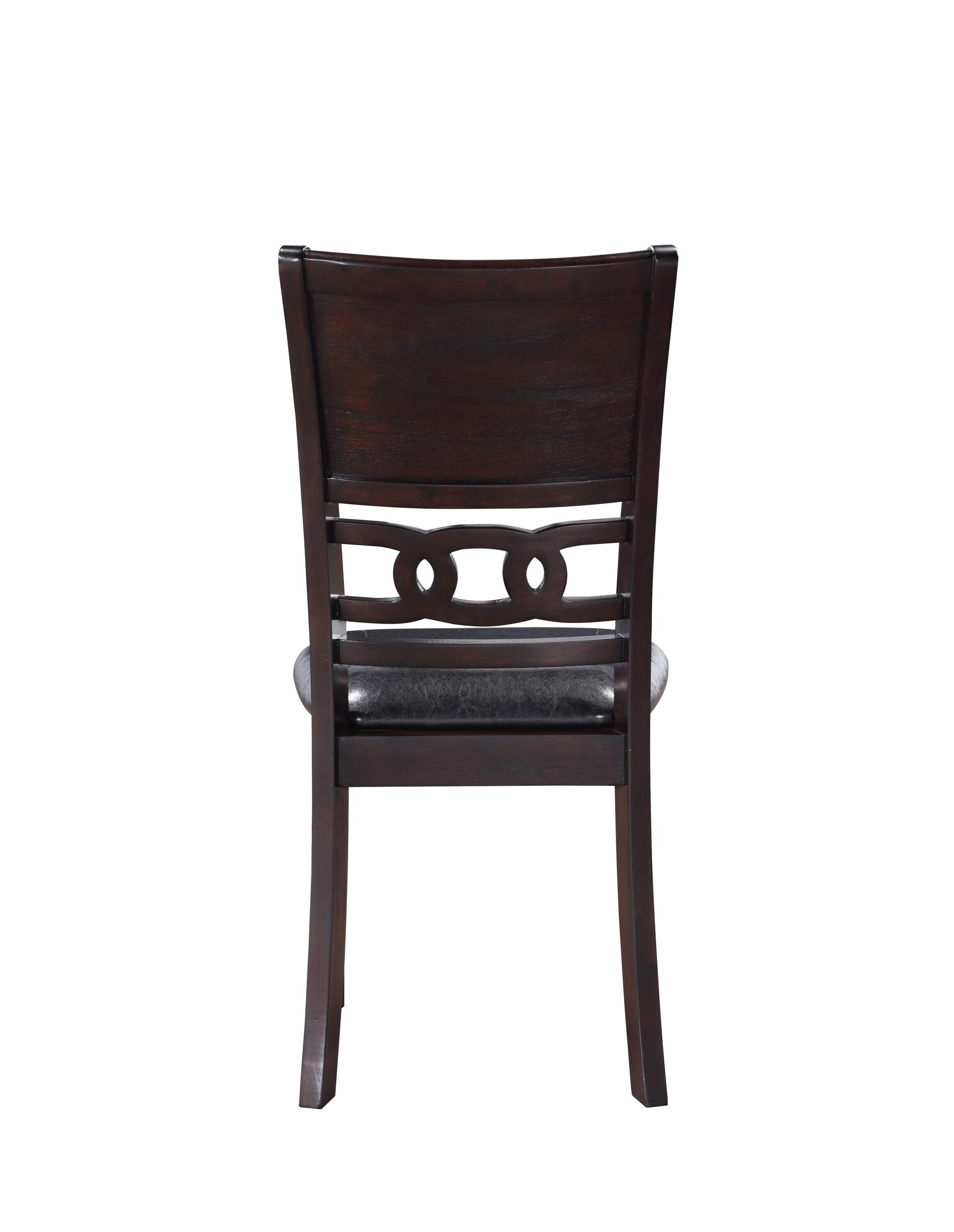 New Classic Furniture Gia Dining Collection with 48" Dining Table, 4 Cushioned Chairs, Veneer Tabletop and Solid Rubberwood Construction, Ebony