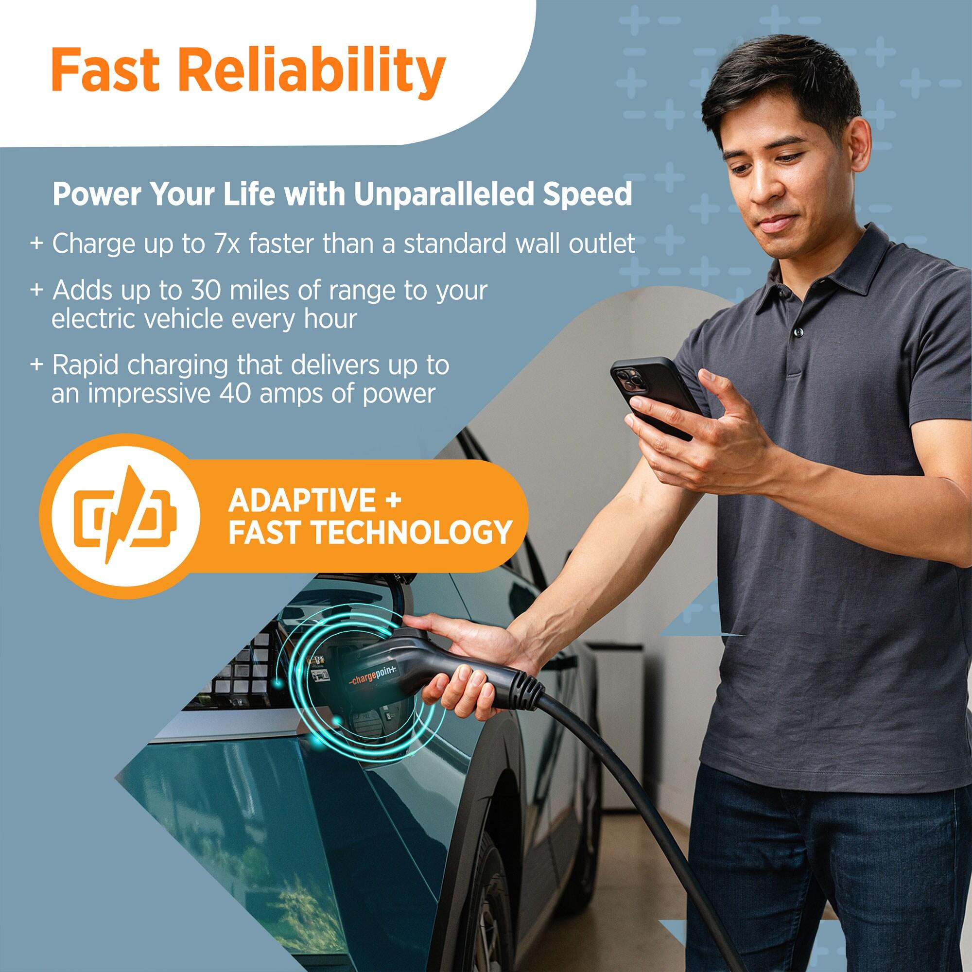 ChargePoint HomeFlex Level 2 EV Charger J1772, Hardwired for Electric Car - Fast Smart Battery Power Charging at Home for Electric Automobile Vehicles