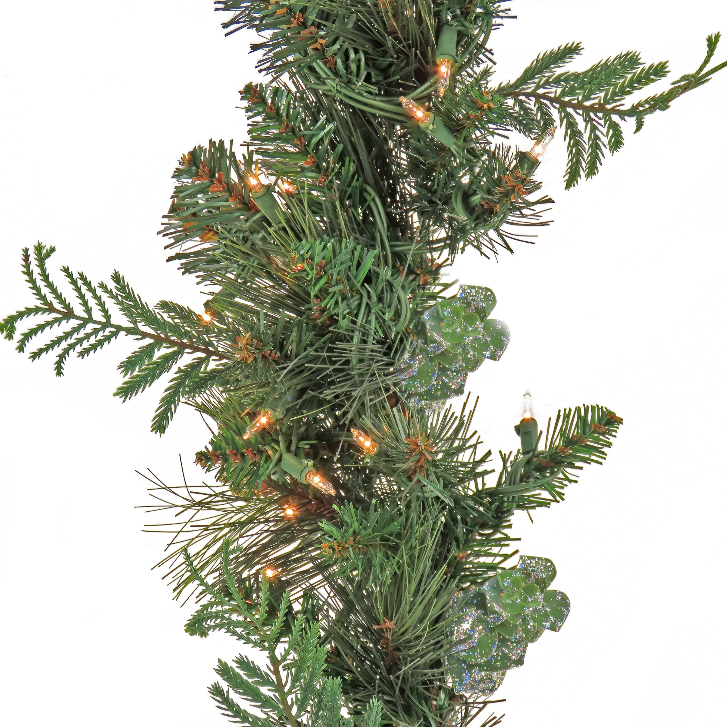 The Holiday Aisle® 9ft. North Conway Garland with Glittery Cones and LED Lights