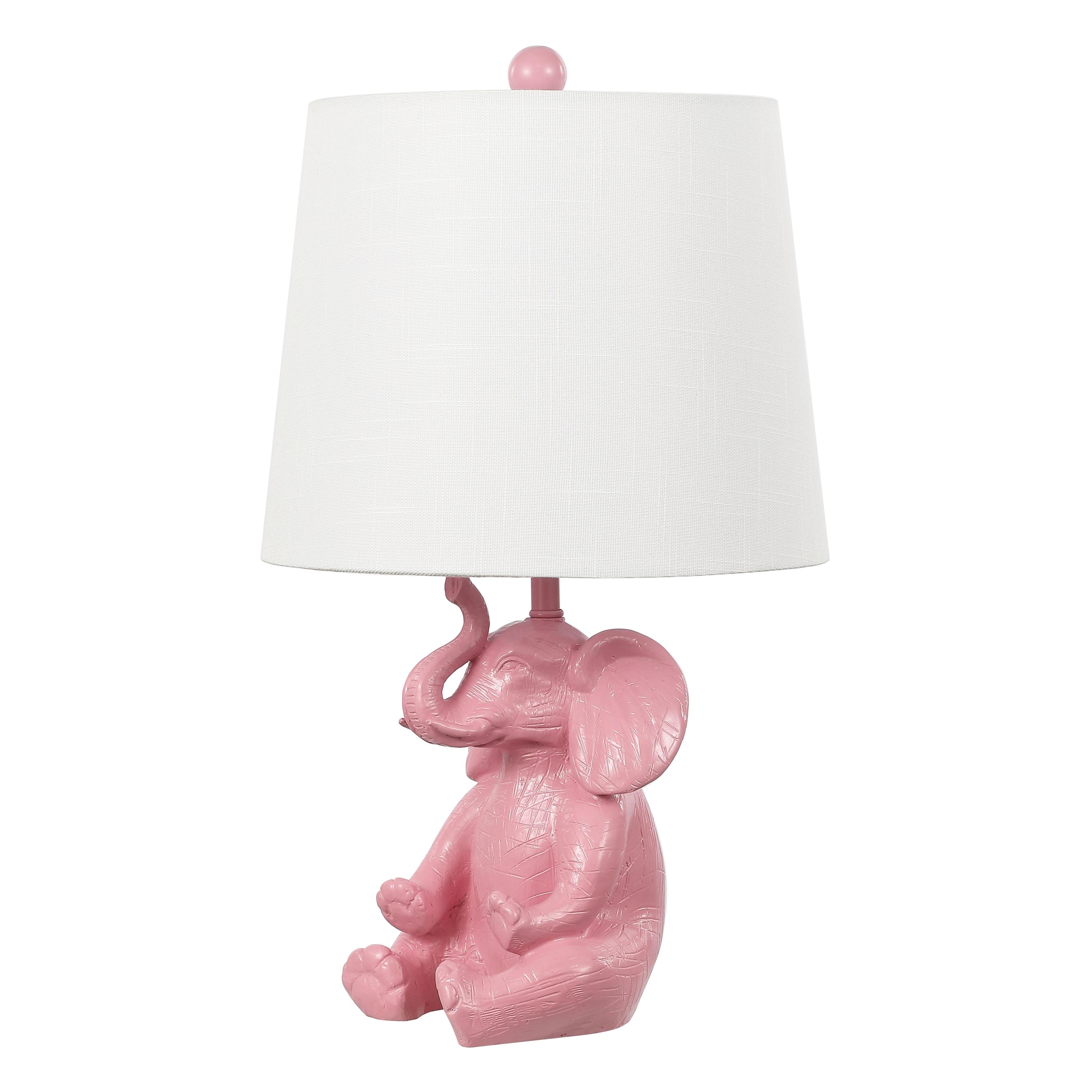 Kairi 21" Modern Shabby Chic Resin/Iron Happy Elephant LED Kids' Table Lamp with Phone Stand, Pink