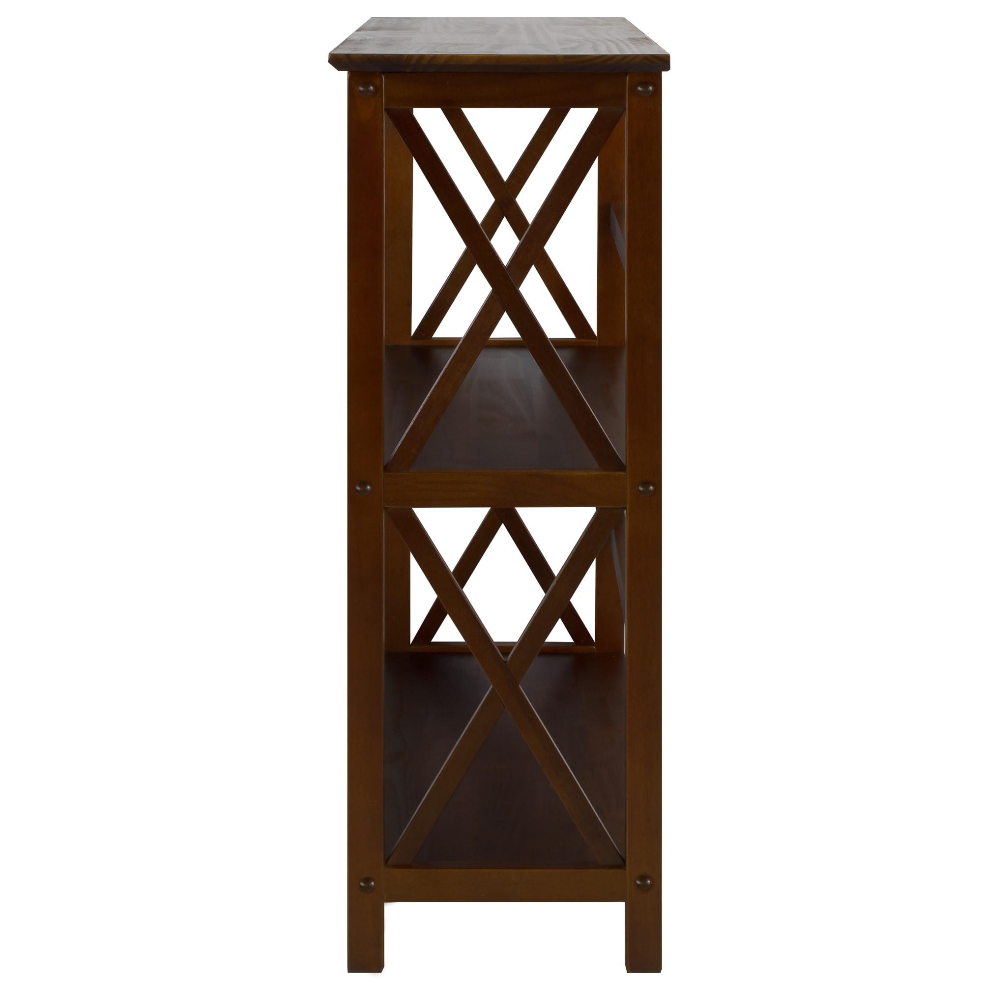 Casual Home 324-34 Soild Wood Montego X Design Style 3 Shelf Bookcase, Walnut