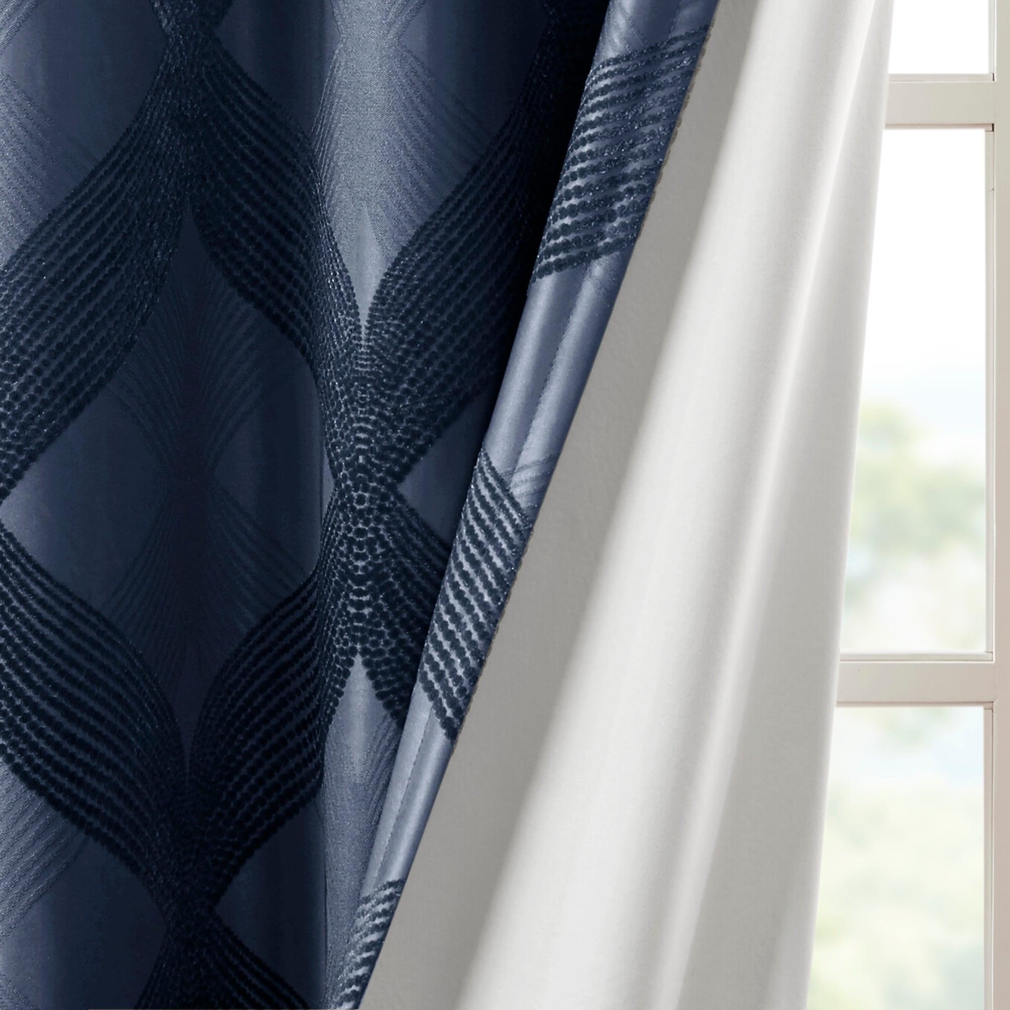 Madison Park Bentley Ogee Knitted Jacquard Geometric Total Blackout Single Curtain Panel