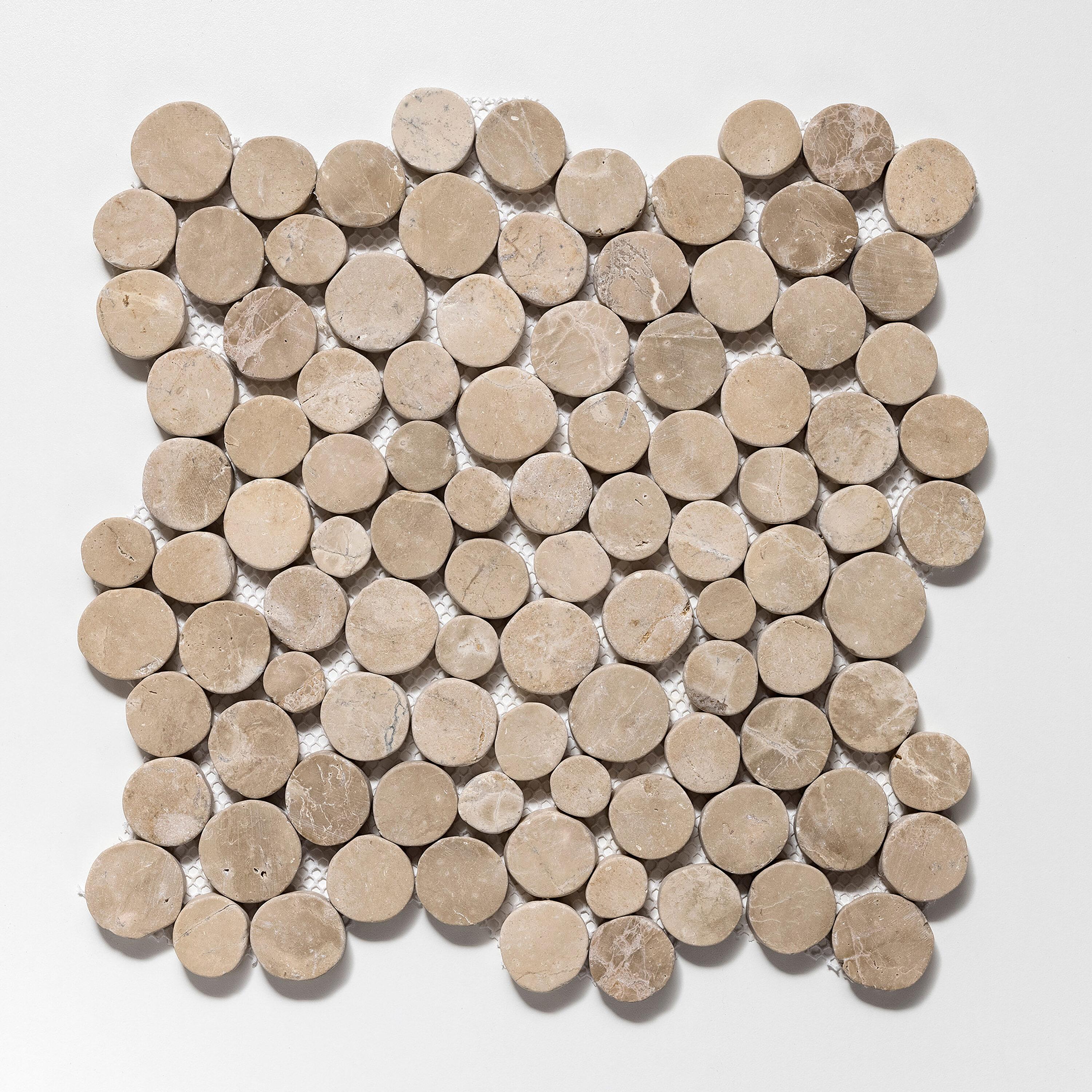 Cruz Bay Studio 11.5" x 11.5" Random Sized Natural Stone Penny Round Mosaic Wall & Floor Tile