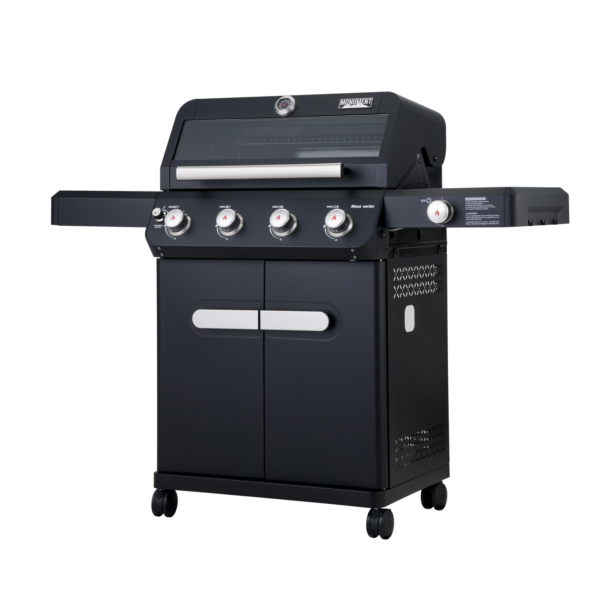 Monument Grills Mesa 425 4-Burner Liquid Propane 52000 BTU Gas Grill with side burner, Black