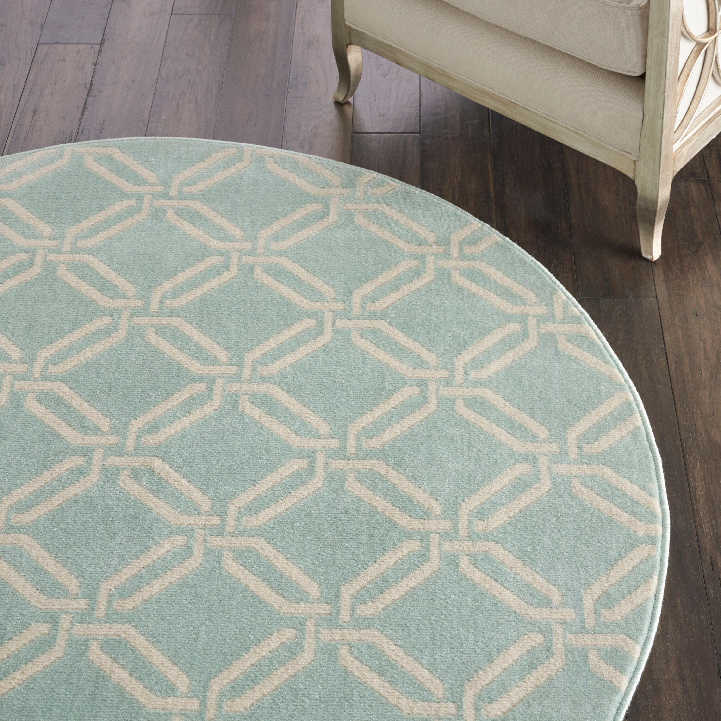 Nourison Jubilant Modern Trellis Green 5'3" x ROUND Area Rug, (5' Round)