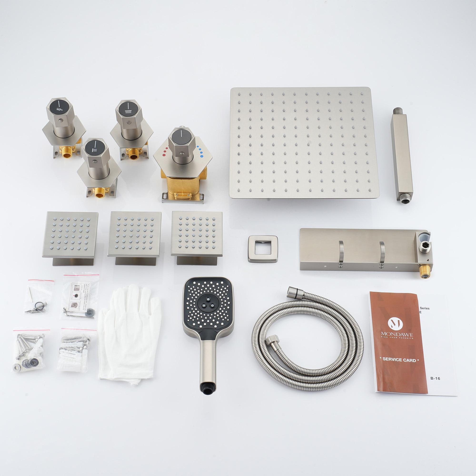 Revitalize 12 Inch Luxury Thermostatic Complete Shower System with Rough-in Valve