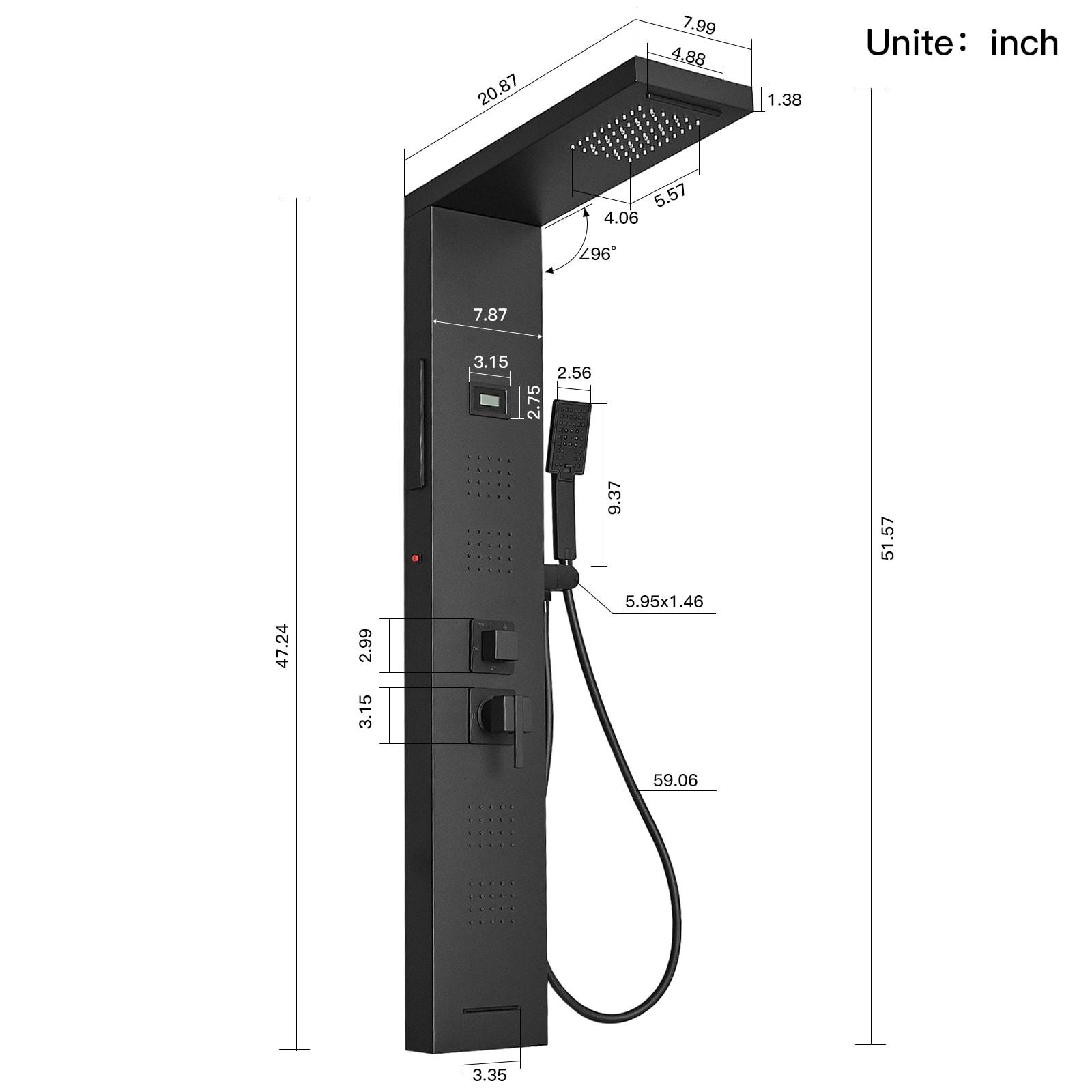 52'' Shower Panel with Fixed Shower Head