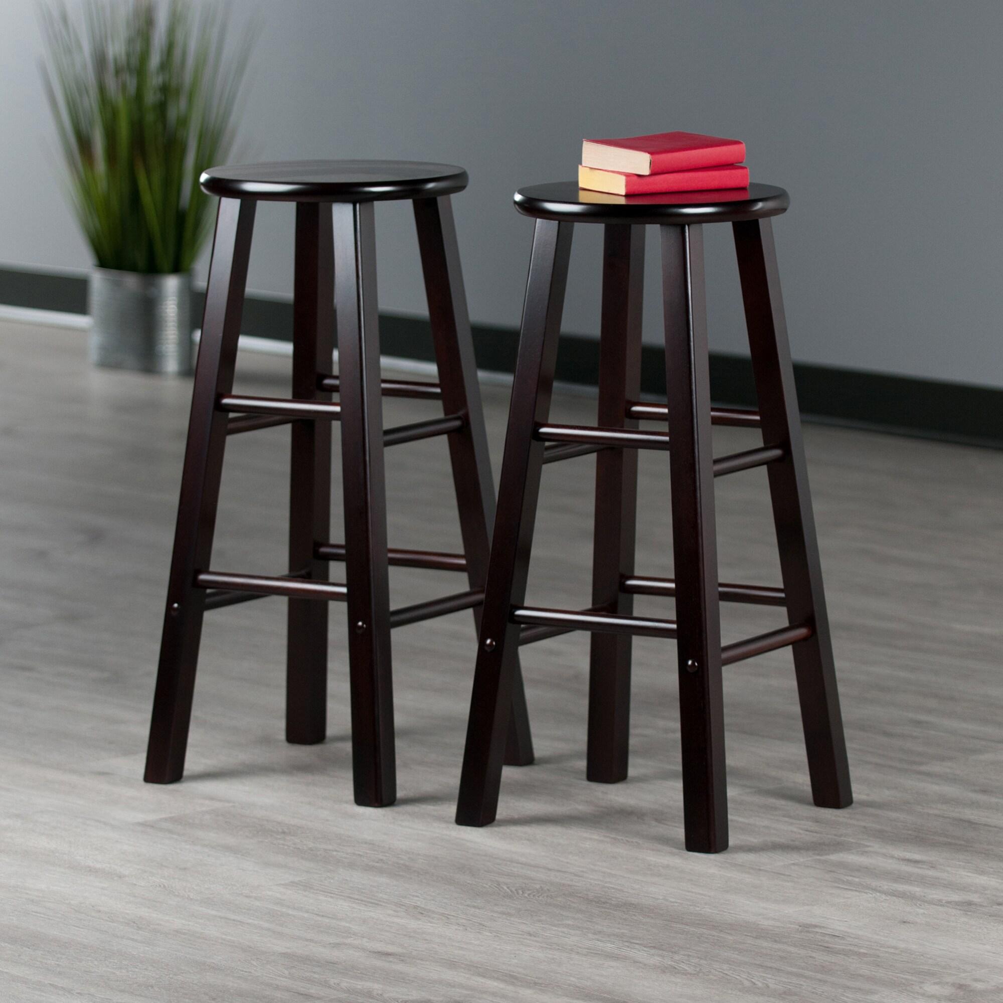 29" 2pc Element Barstools Espresso - Winsome: Solid Wood, High Stools, 220lbs Capacity