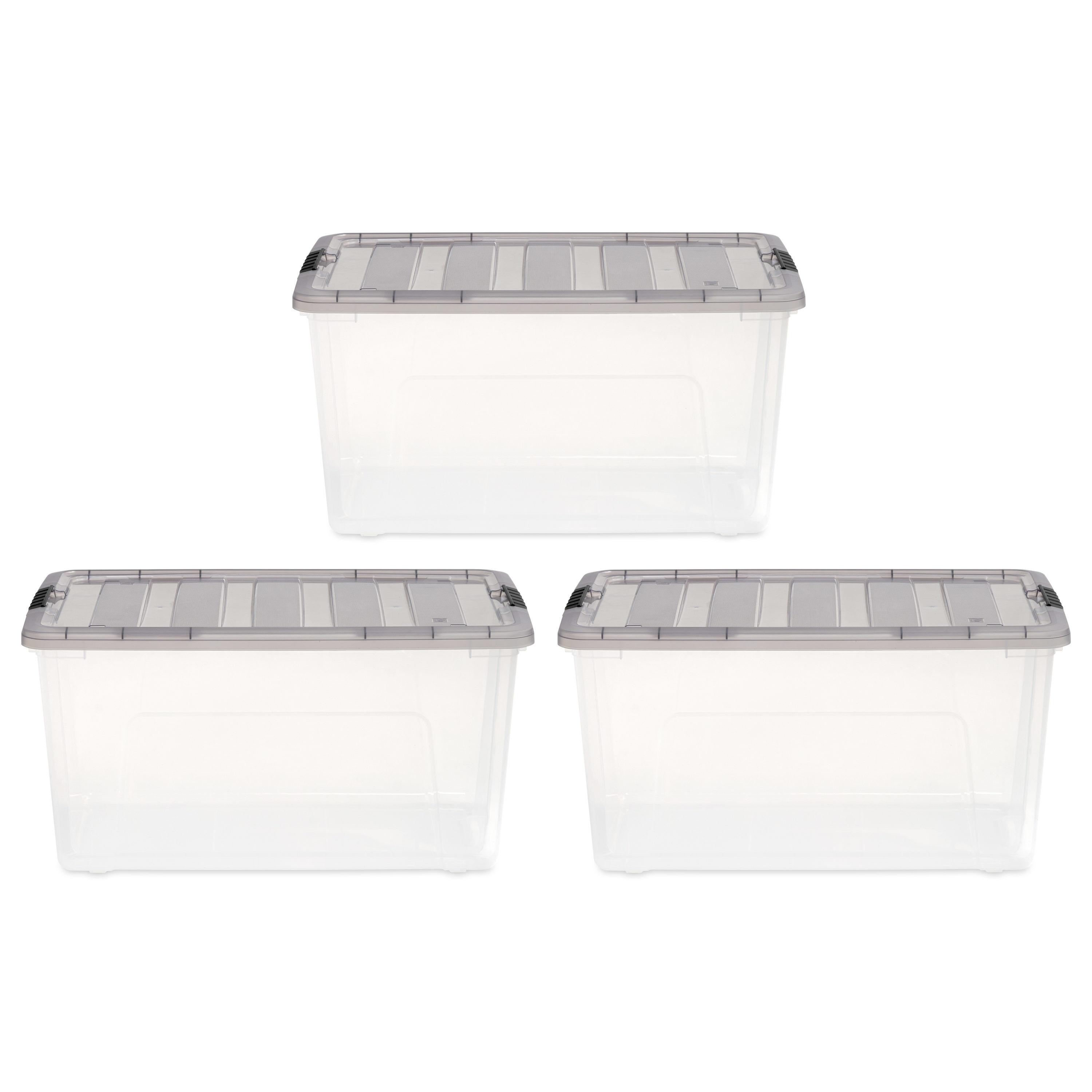 72 Qt./18 Gal. Plastic Storage Boxes with Latching Lids in Clear (Set of 3)