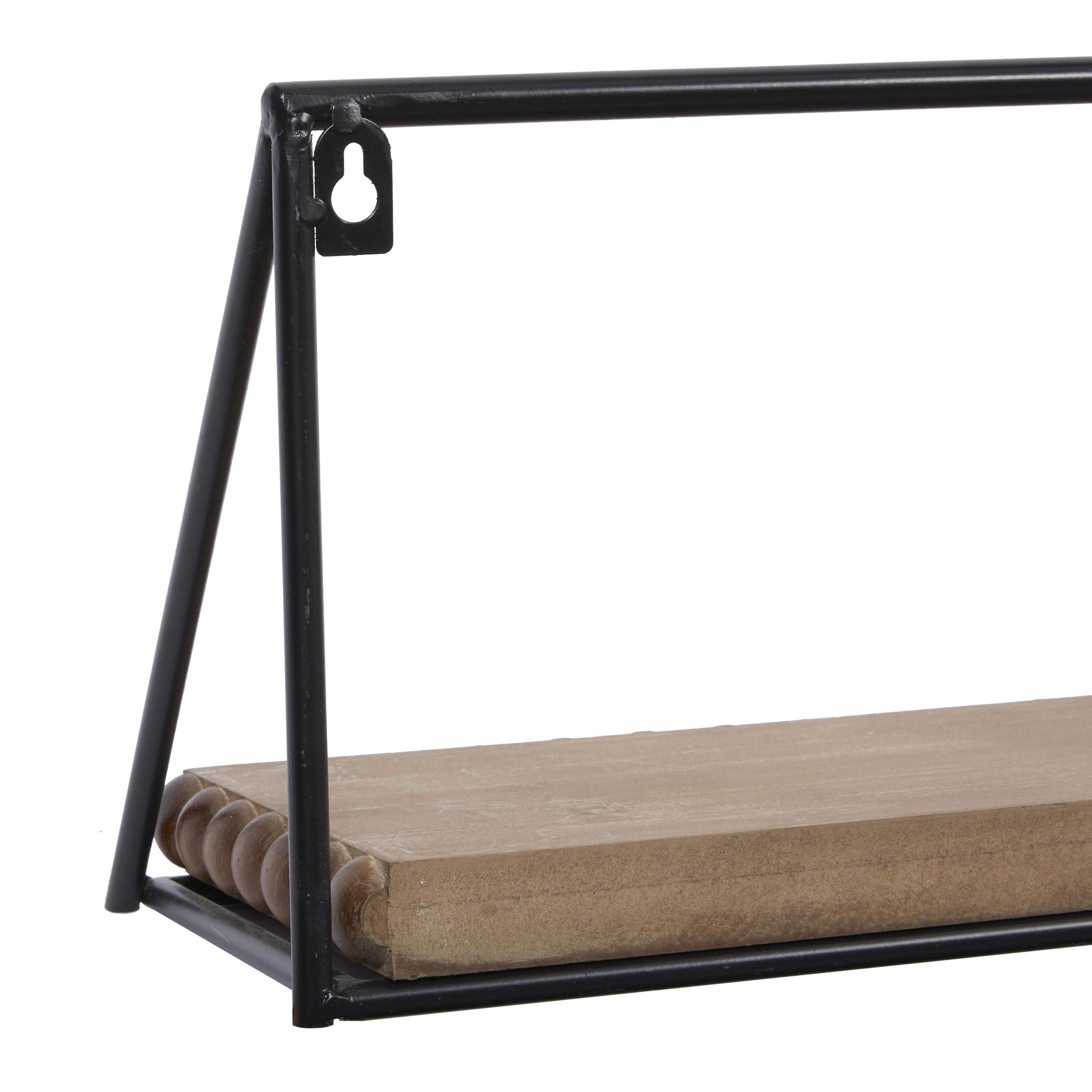 DecMode 24",19",14"L Metal Industrial Wall Shelf, Black, 3 - Pieces