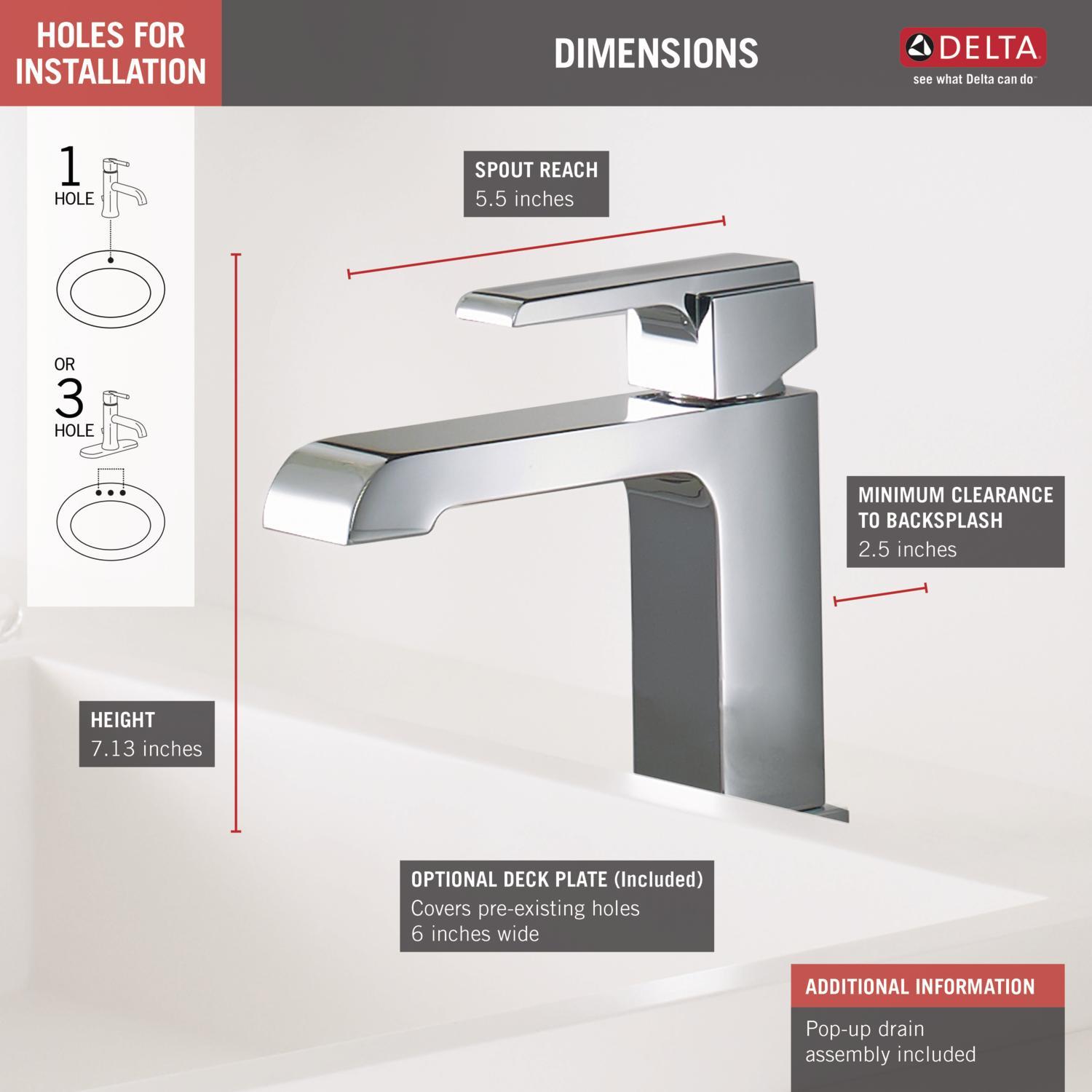 Ara Single Hole Bathroom Faucet with Drain Assembly, Single Handle Bathroom Sink Faucet