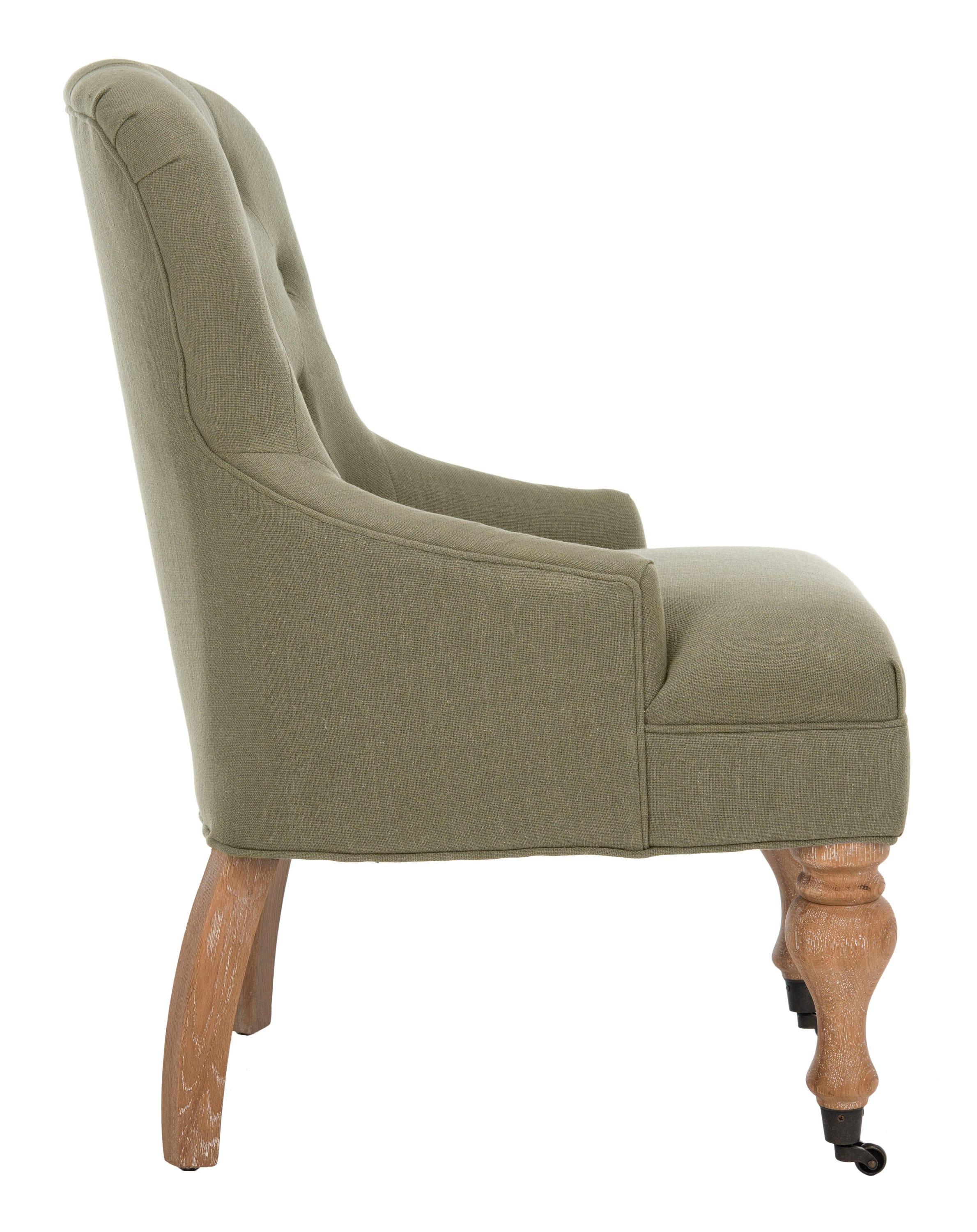 Petite Granite Grey Linen Upholstered Arm Chair with White Wash Birch Legs