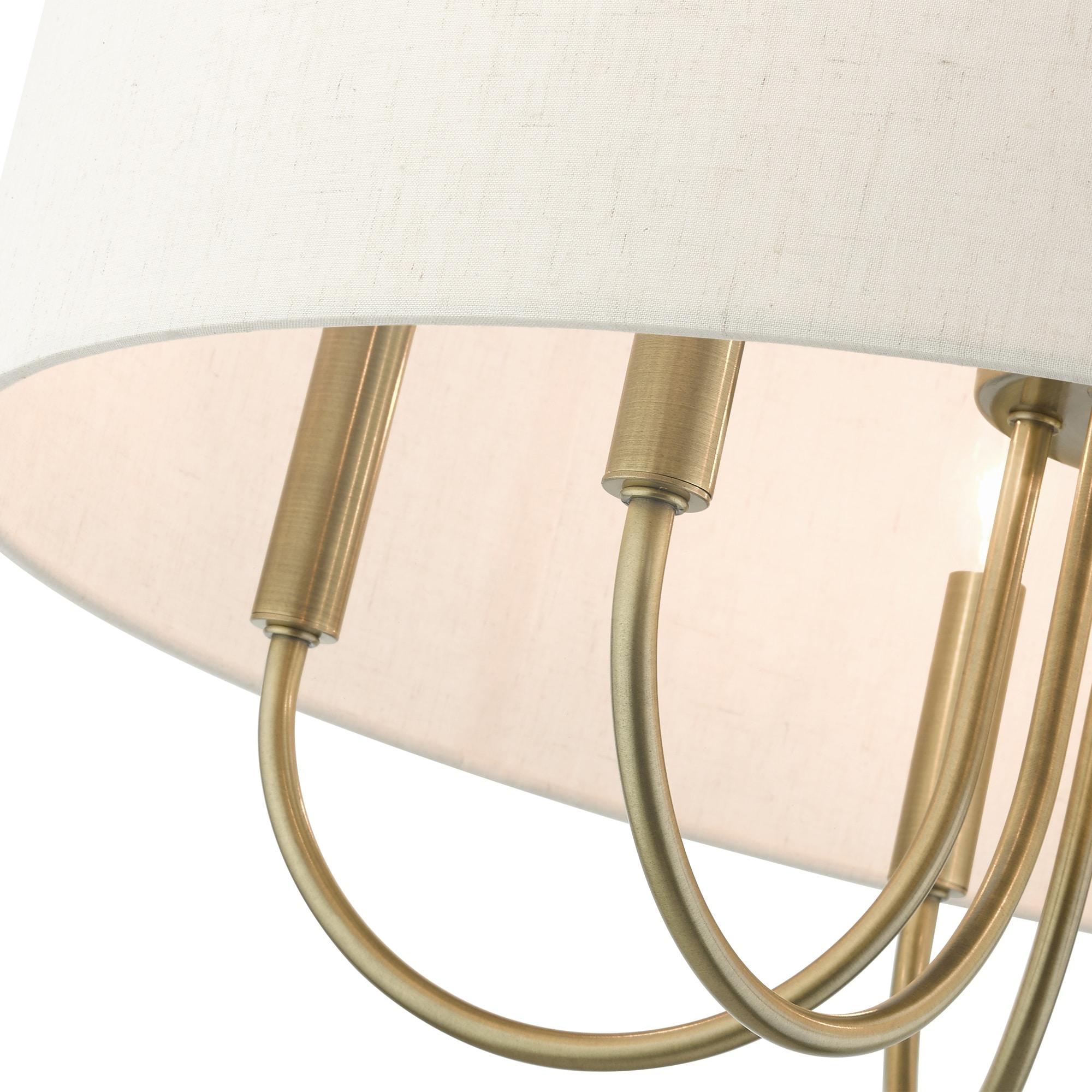 Livex Lighting Blossom 5-Light Metal/Fabric Pendant Chandelier in Antique Brass