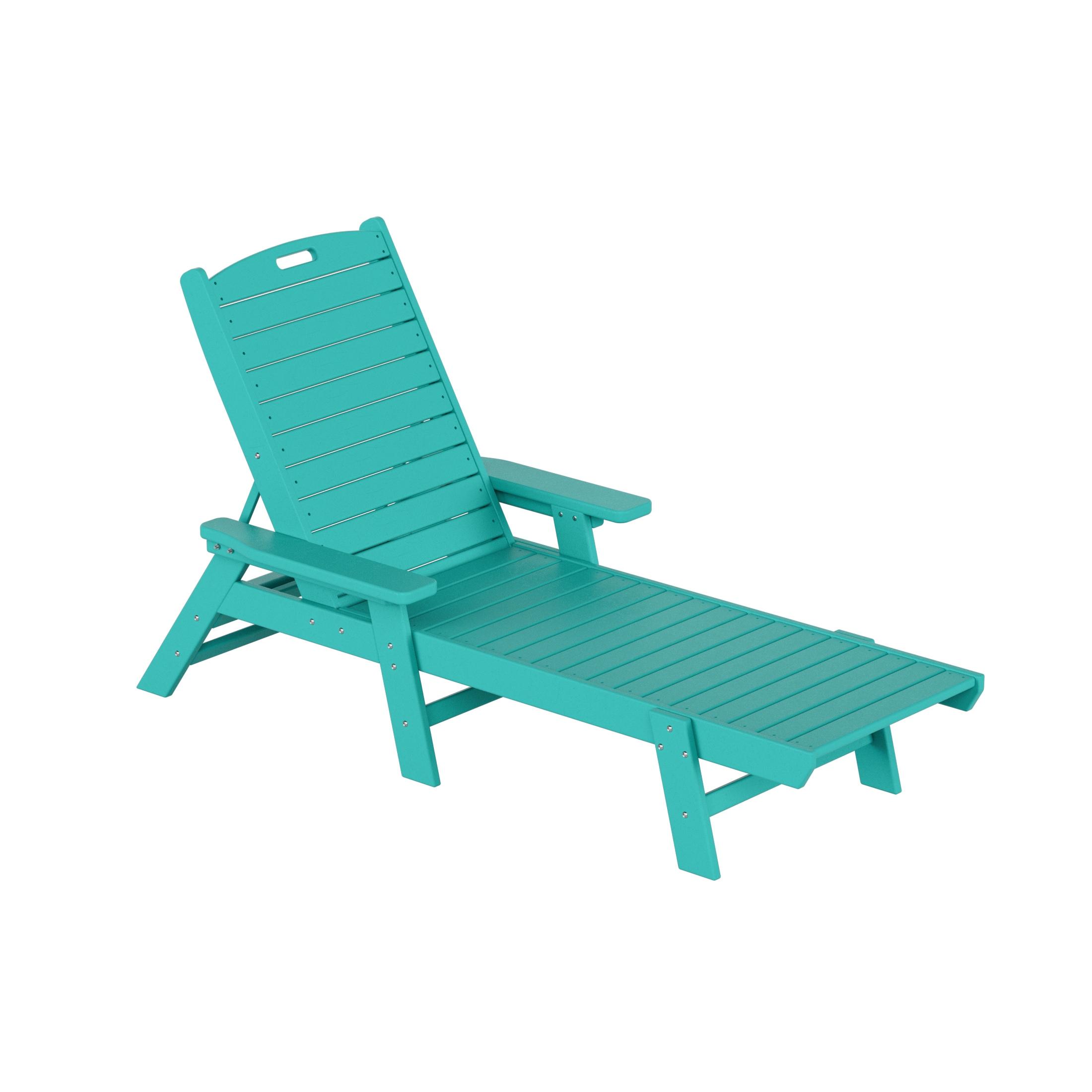 Polytrends All Weather Poly Pool Outdoor Chaise Lounge, Turquoise