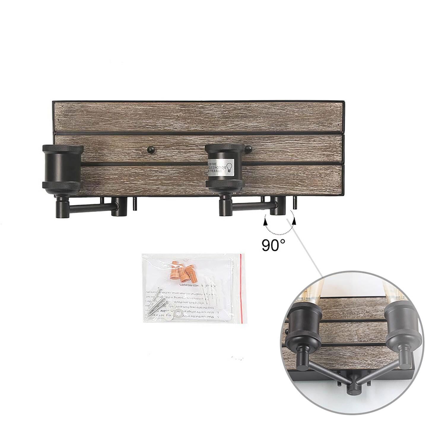 LNC 2-Light Vanity Lights Rustic Wall Sconces Wood Indoor Wall Lights