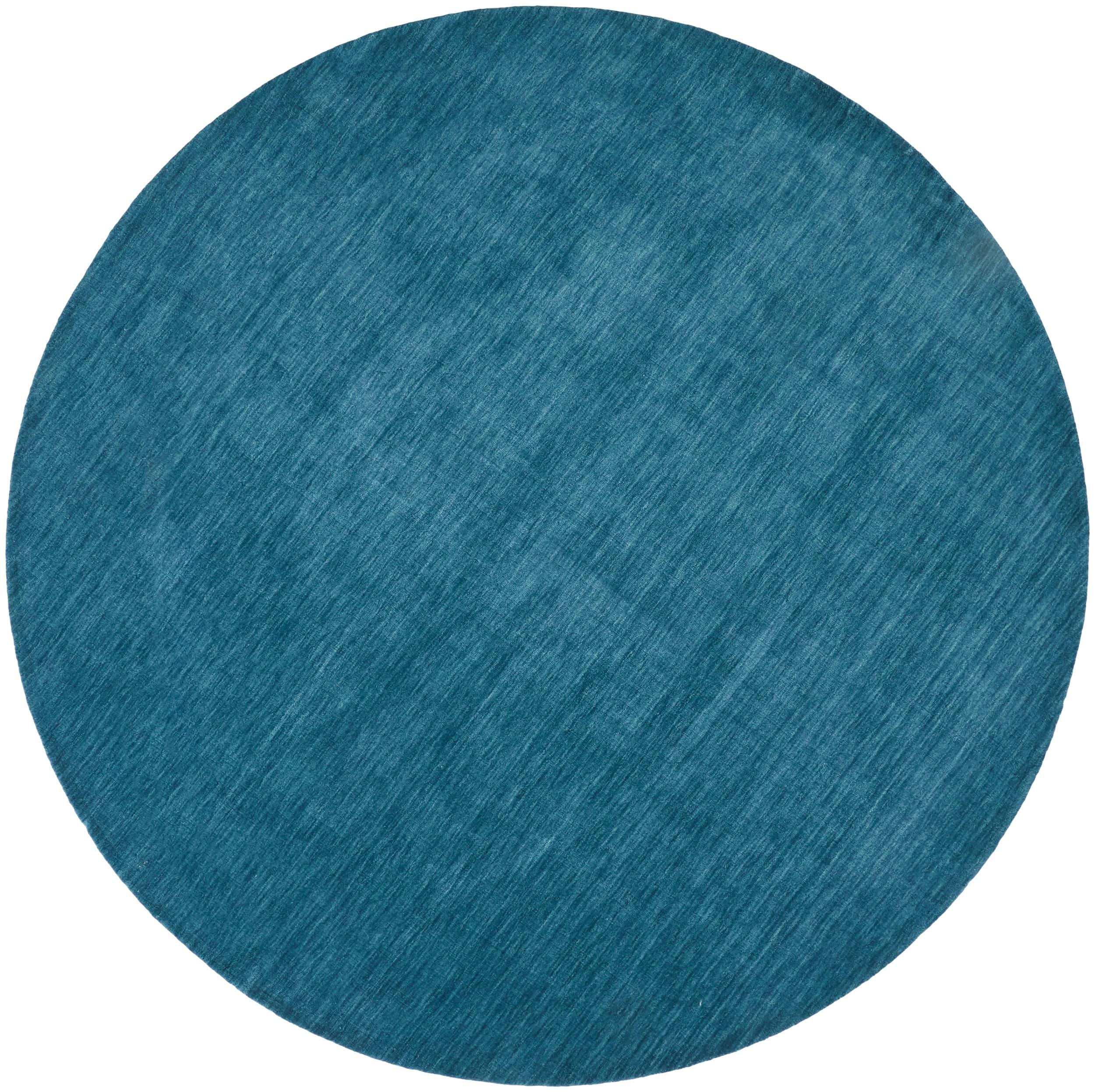 Luna Teal Wool 8' Round Hand-Knotted Easy Care Area Rug