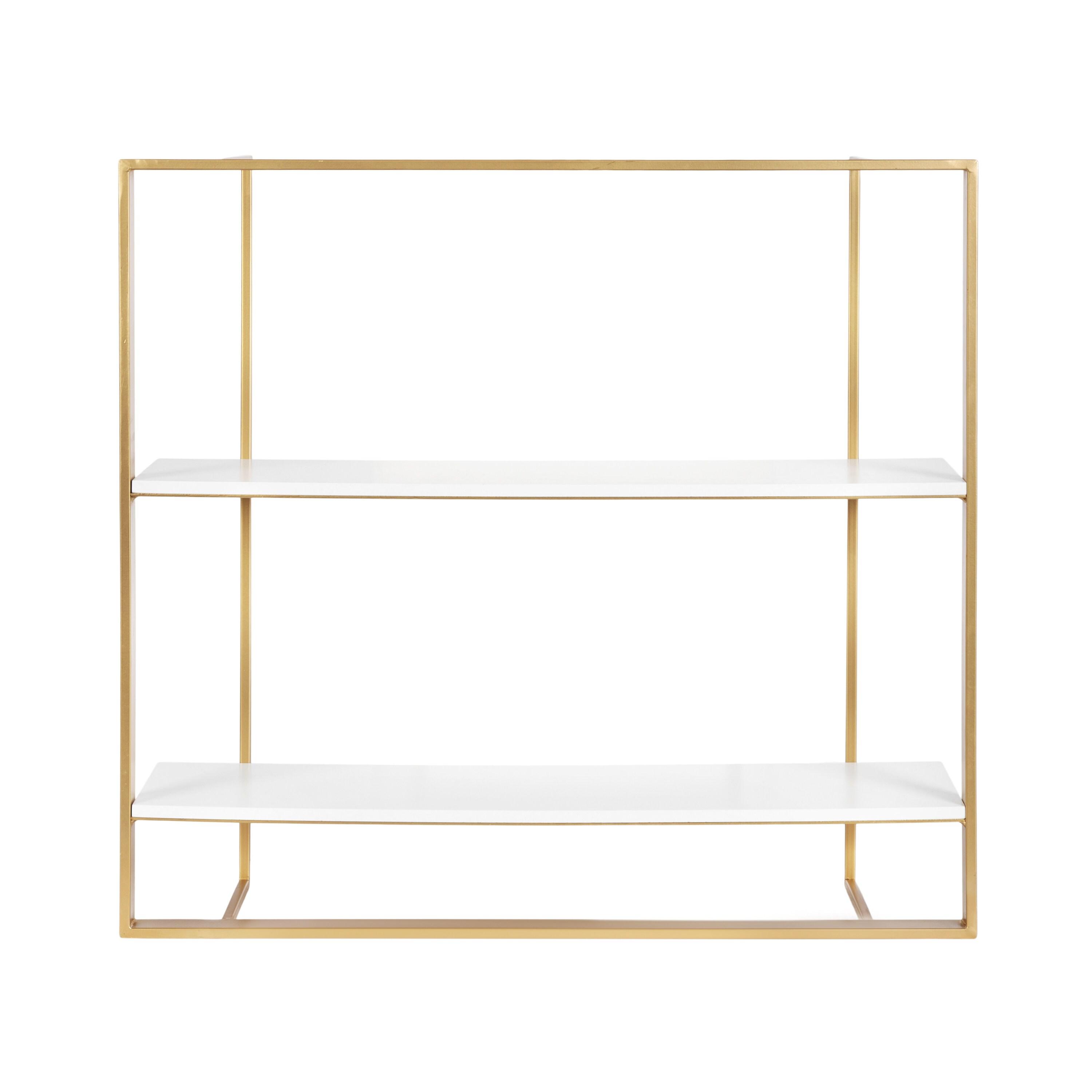 Kate & Laurel All Things Decor 24"x22" Kercheval Modern Wood Shelf Gold