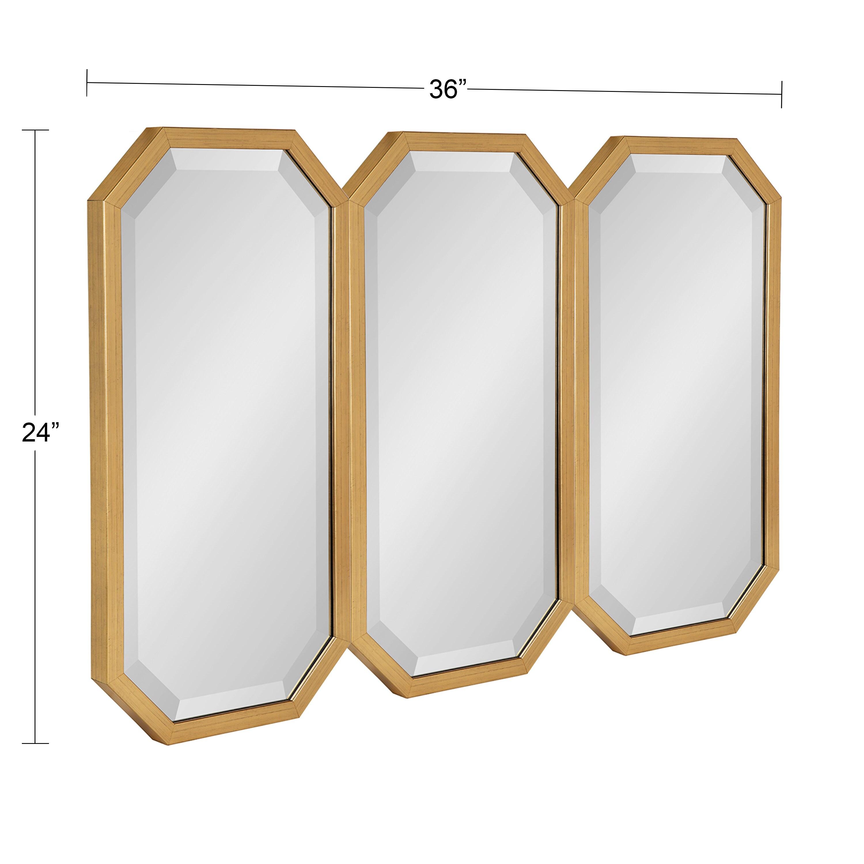 3pc Laverty Wall Mirror Set Gold - Kate & Laurel All Things Decor: Modern Octagon Shape, No Assembly Required